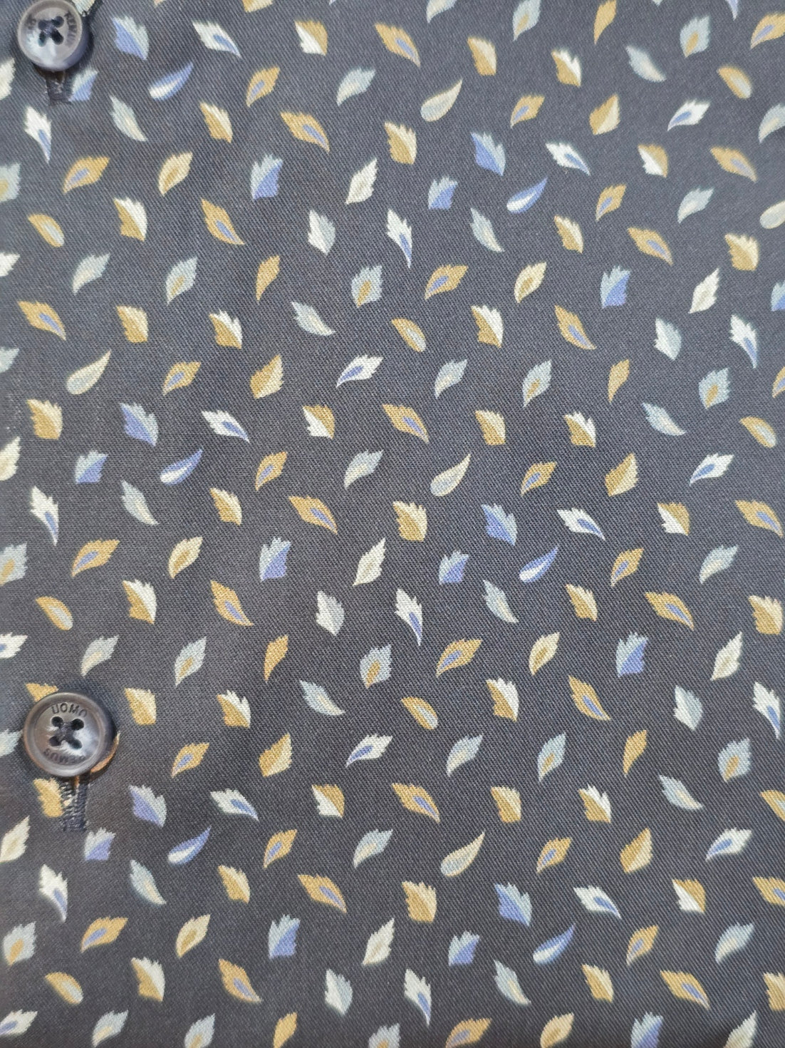 Remus Uomo Regular Navy Leaf print cotton shirt