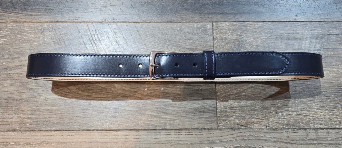 Retreat Clothing Handmade 32mm Navy Leather Dress Belt