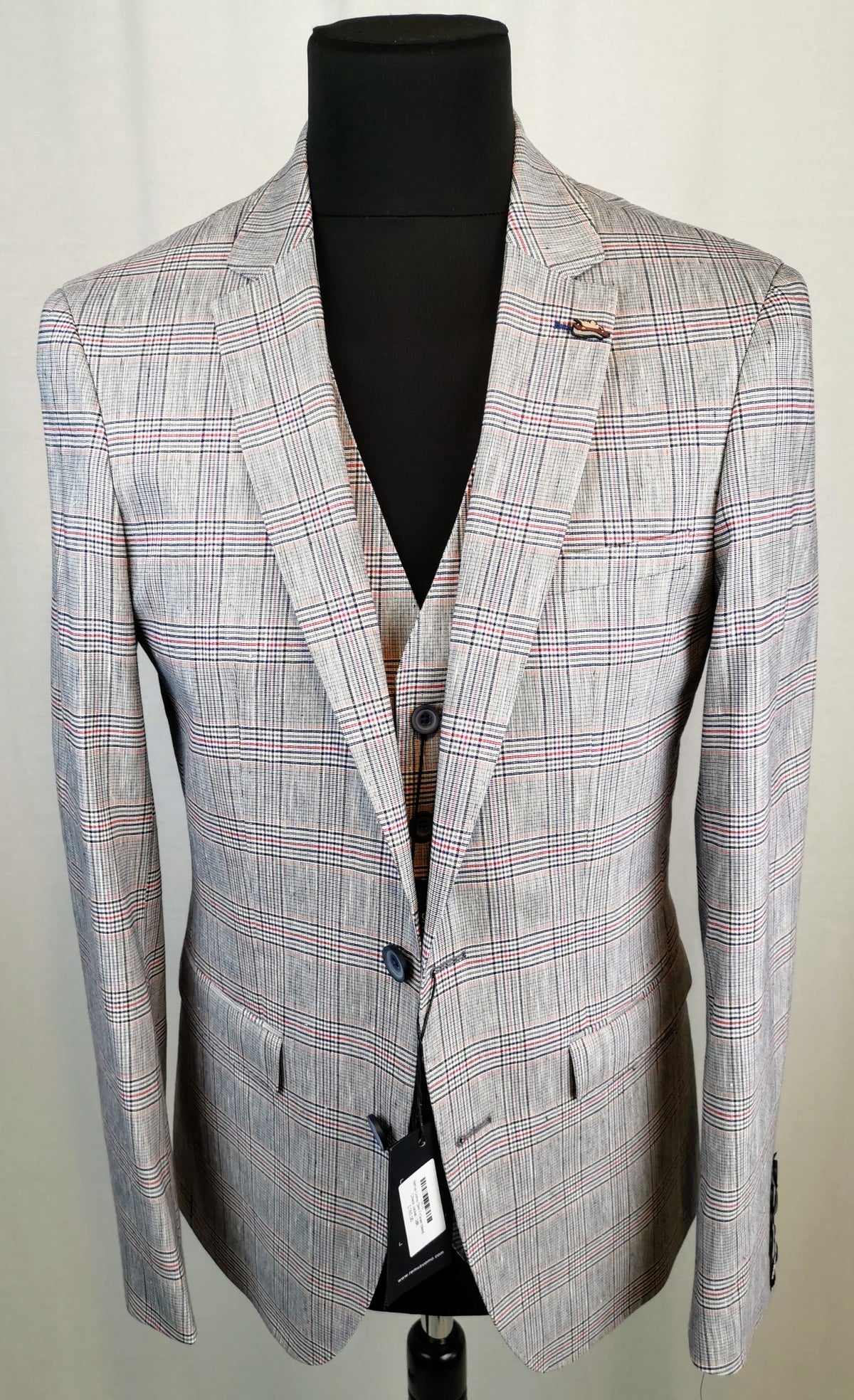 Remus Uomo Slim Fit linen blend Check Jacket