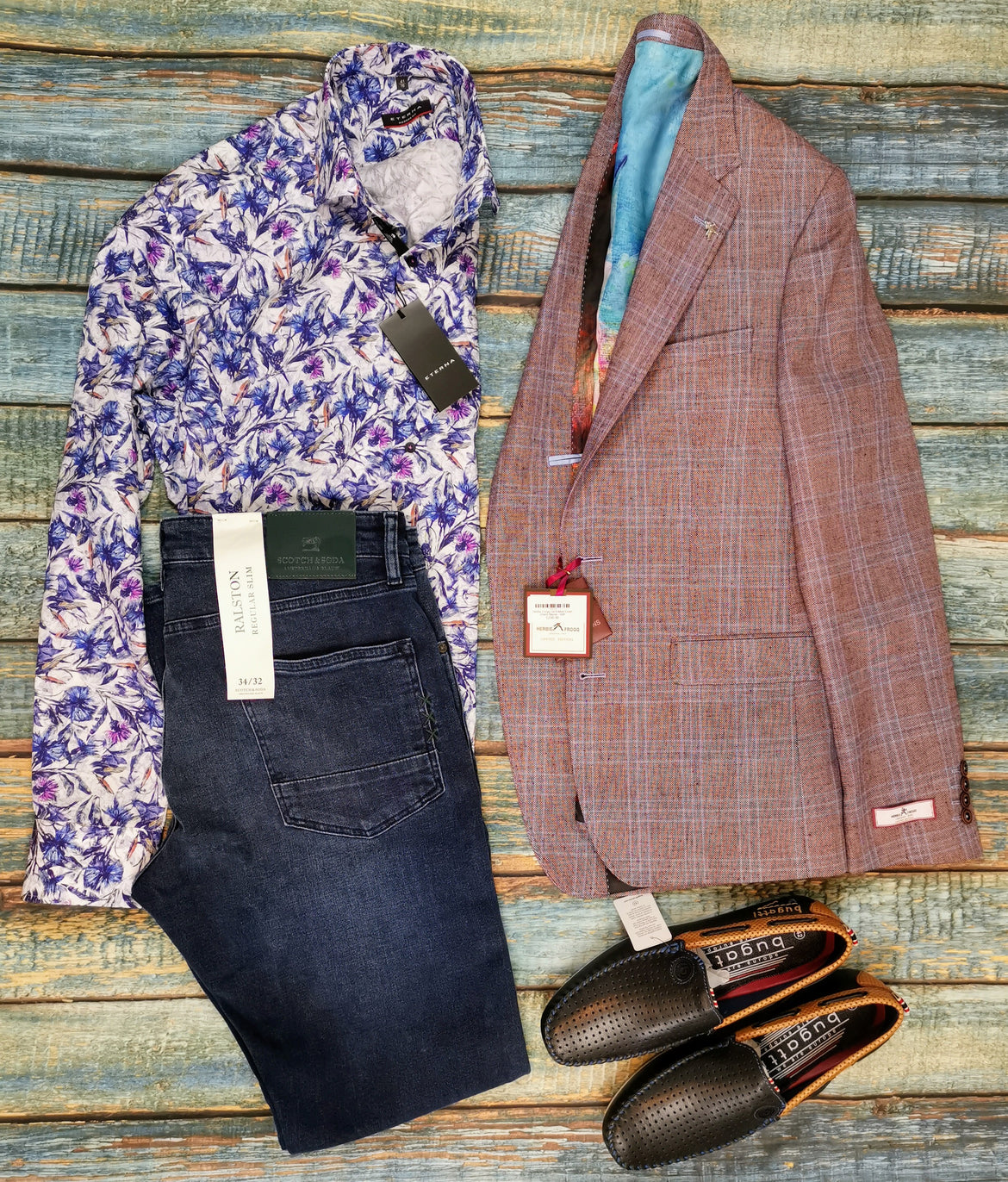 Linen Check blazer , jeans and loafers ....
