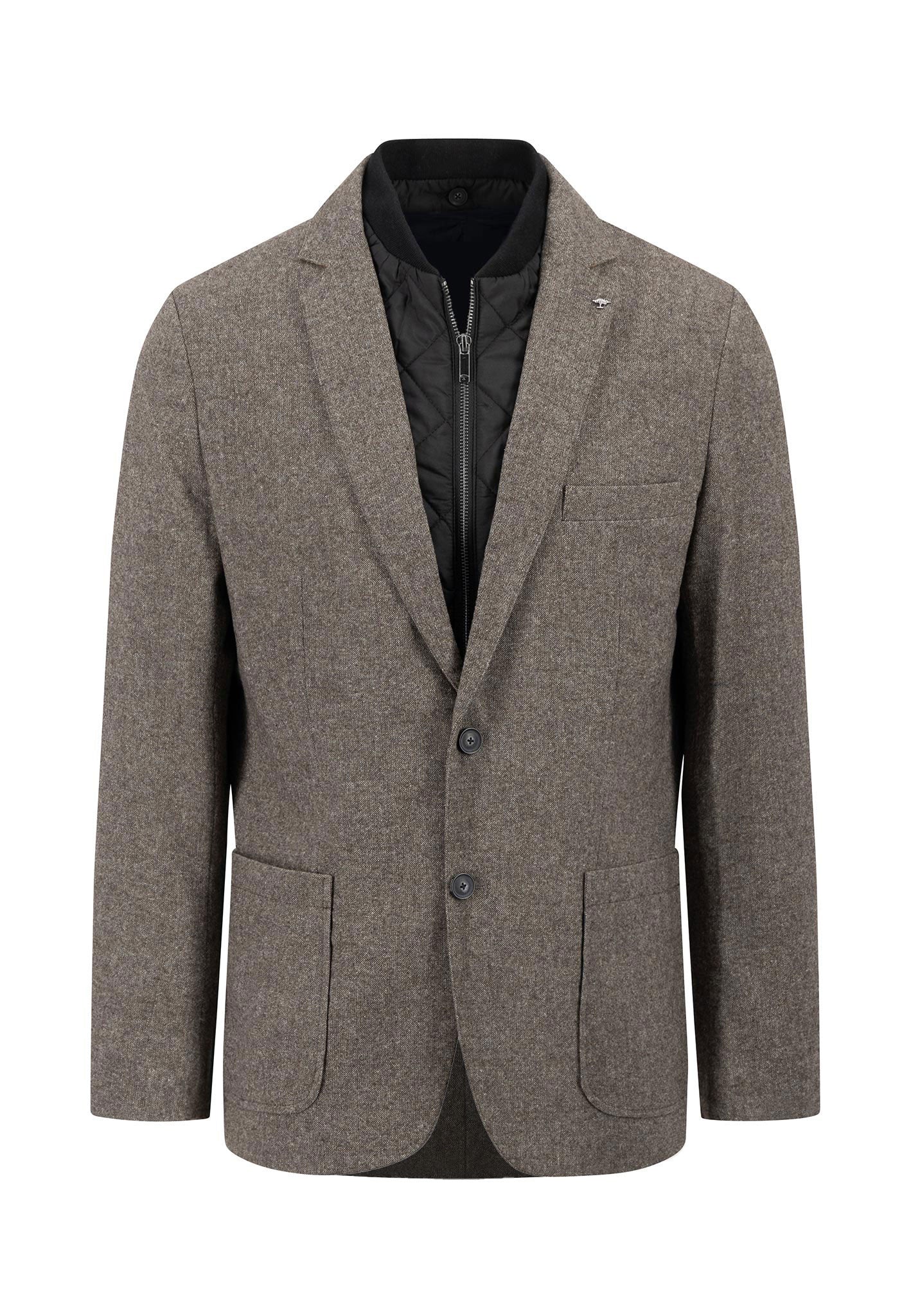 FYNCH-HATTON Brown Tweed Blazer with Removable Trim