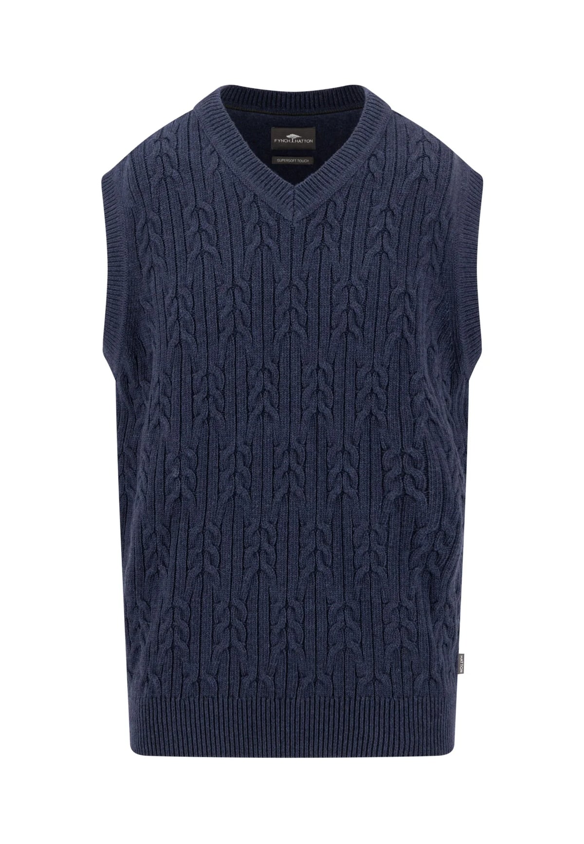 FYNCH-HATTON Cable V-Neck Cotton and Wool Slip Over
