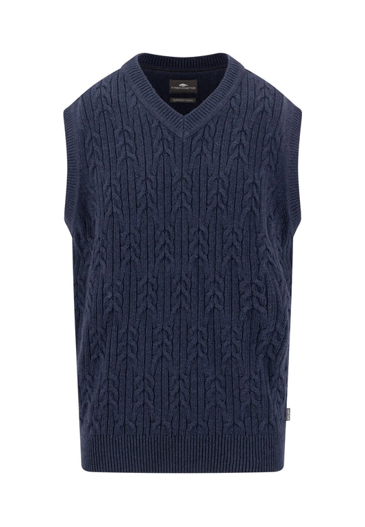 FYNCH-HATTON Cable V-Neck Cotton and Wool Slip Over