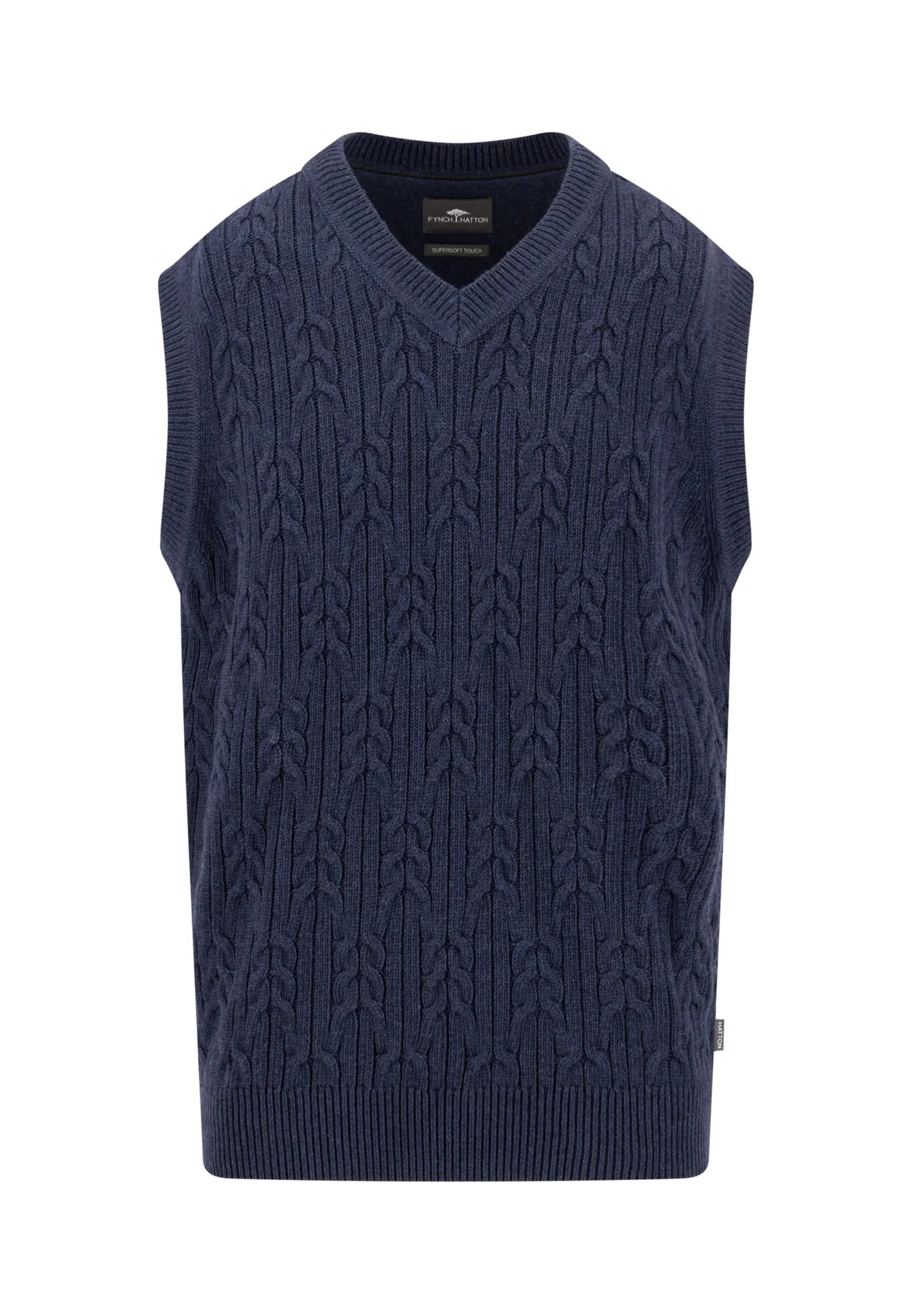 FYNCH-HATTON Cable V-Neck Cotton and Wool Slip Over