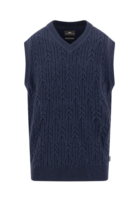 FYNCH-HATTON Cable V-Neck Cotton and Wool Slip Over