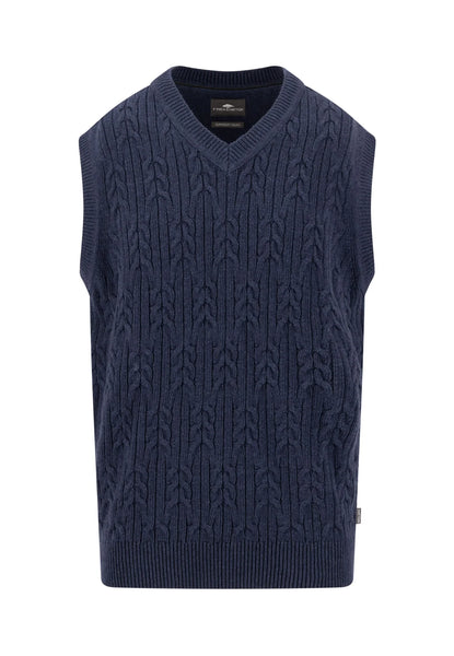 FYNCH-HATTON Cable V-Neck Cotton and Wool Slip Over