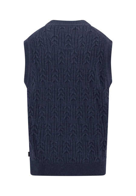 FYNCH-HATTON Cable V-Neck Cotton and Wool Slip Over