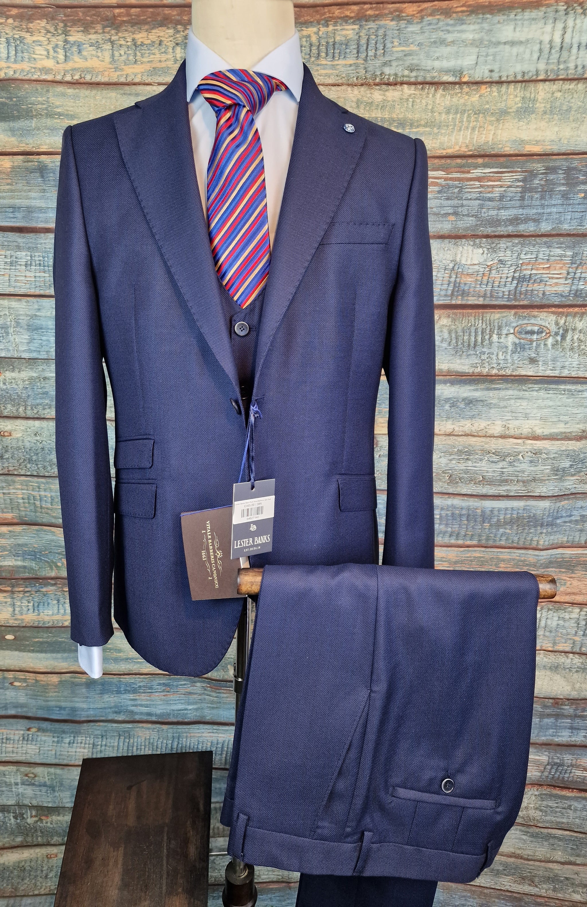 Lester Banks Navy Pure Wool Barberis 3pci Suit