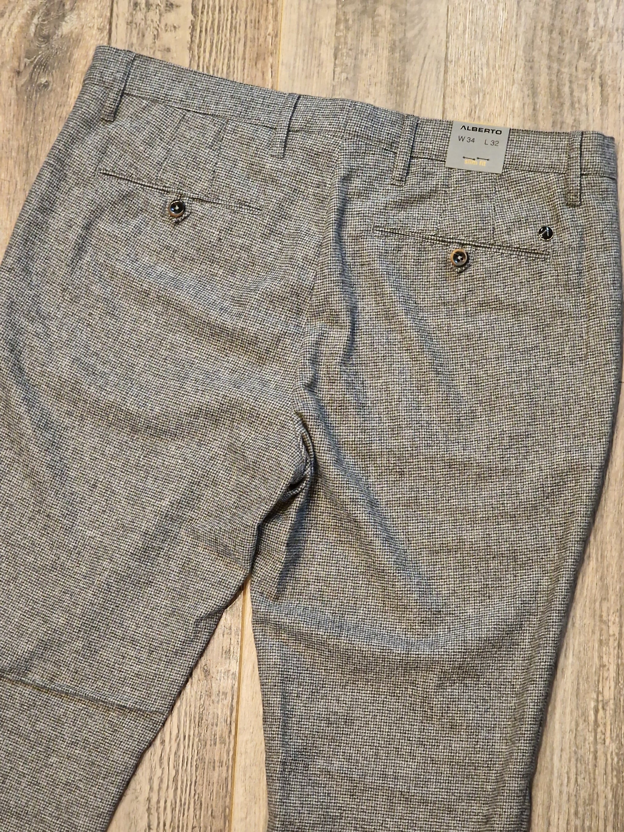 Alberto ROB Slim Fit - Mini Oxford Wool Blend chinos – Retreat Clothing