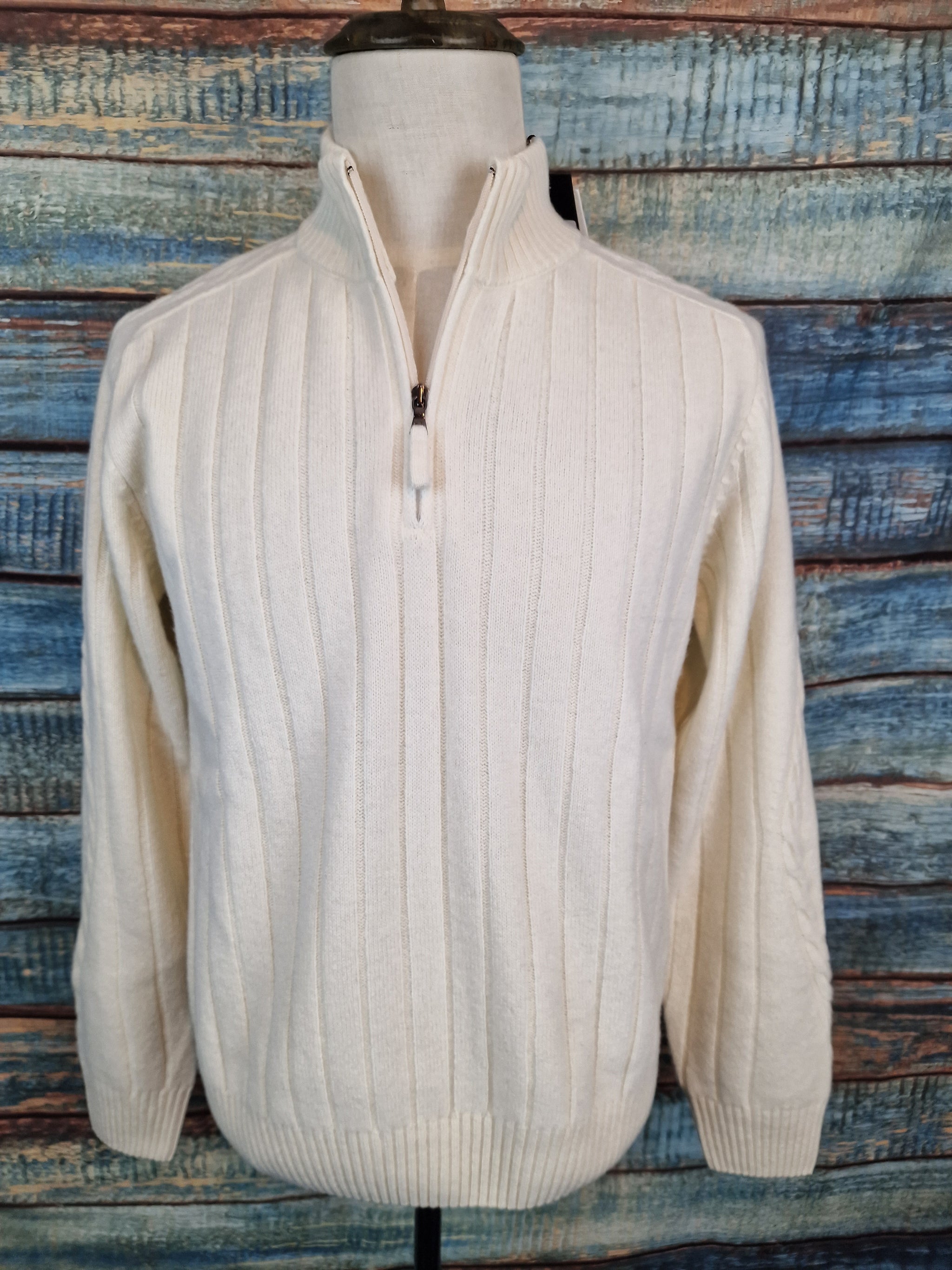 LORENZONI Wool & Cashmere Winter White 1/4 zip Jumper