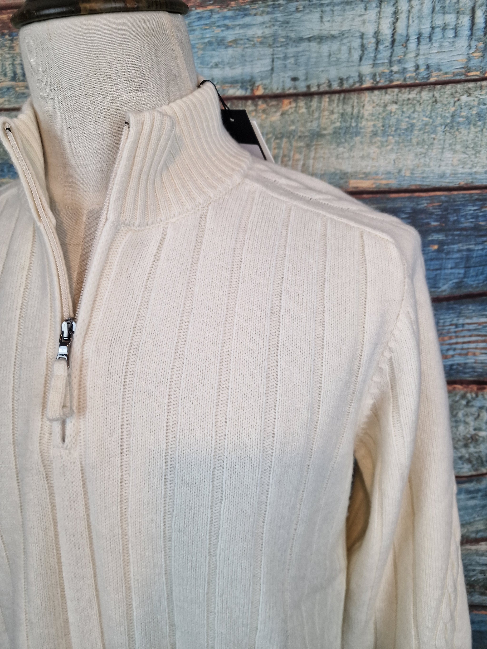 LORENZONI Wool & Cashmere Winter White 1/4 zip Jumper