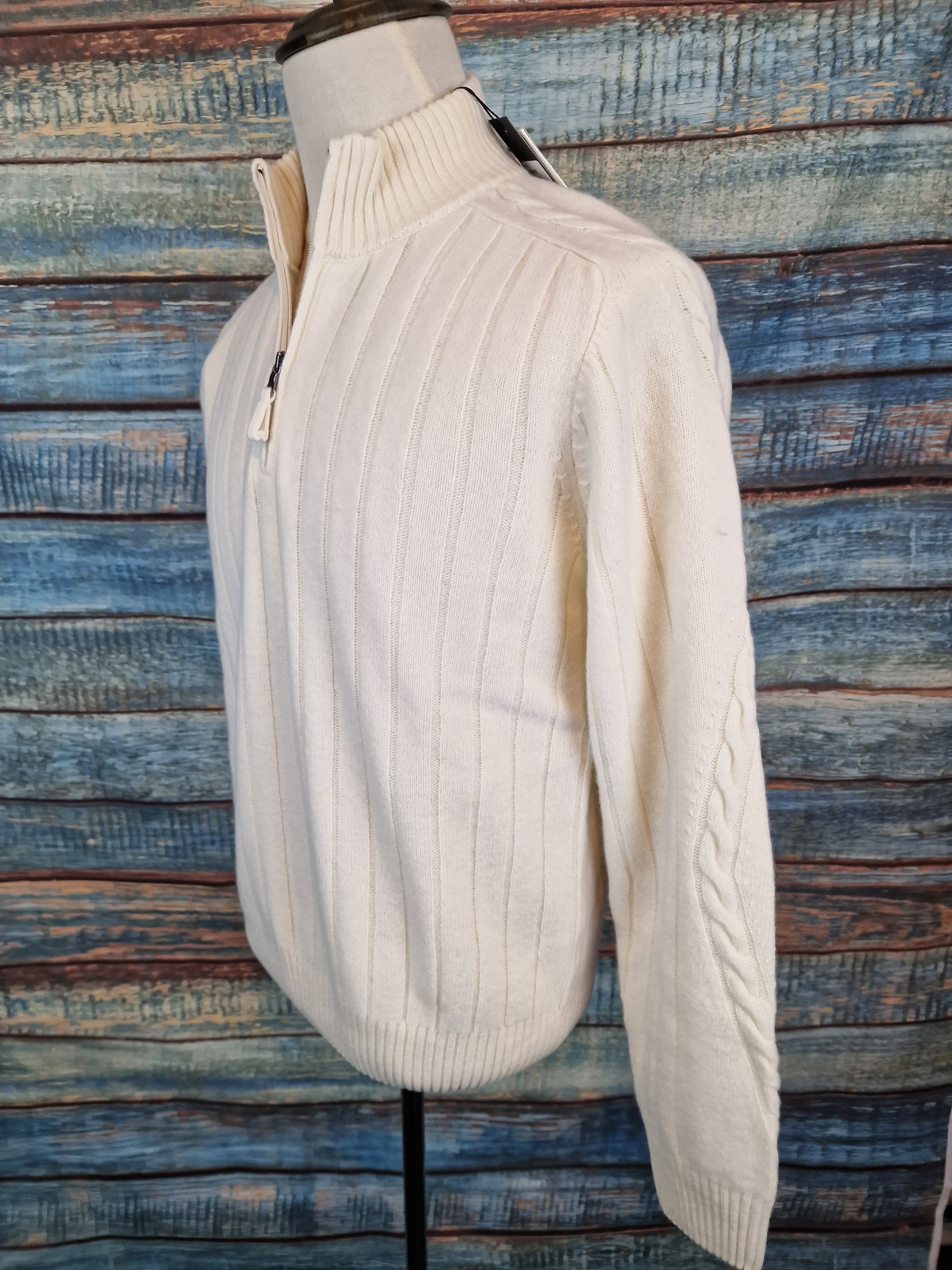 LORENZONI Wool & Cashmere Winter White 1/4 zip Jumper