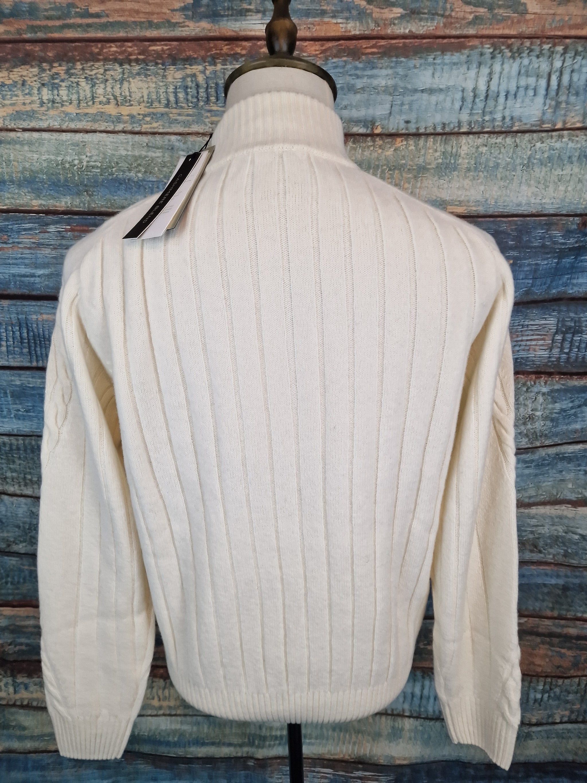 LORENZONI Wool & Cashmere Winter White 1/4 zip Jumper