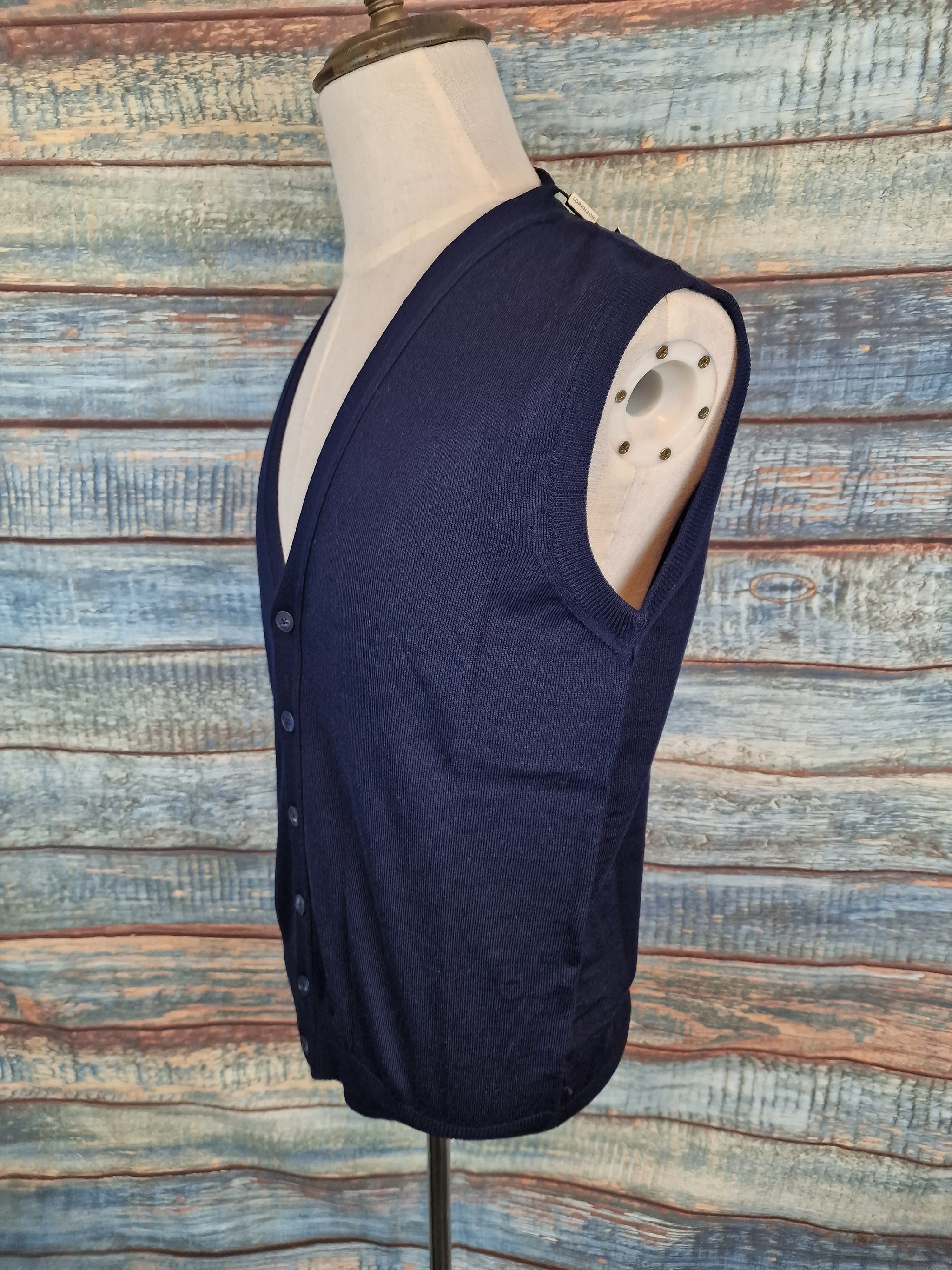 LORENZONI Extra Fine Merino Wool sleeveless cardigan