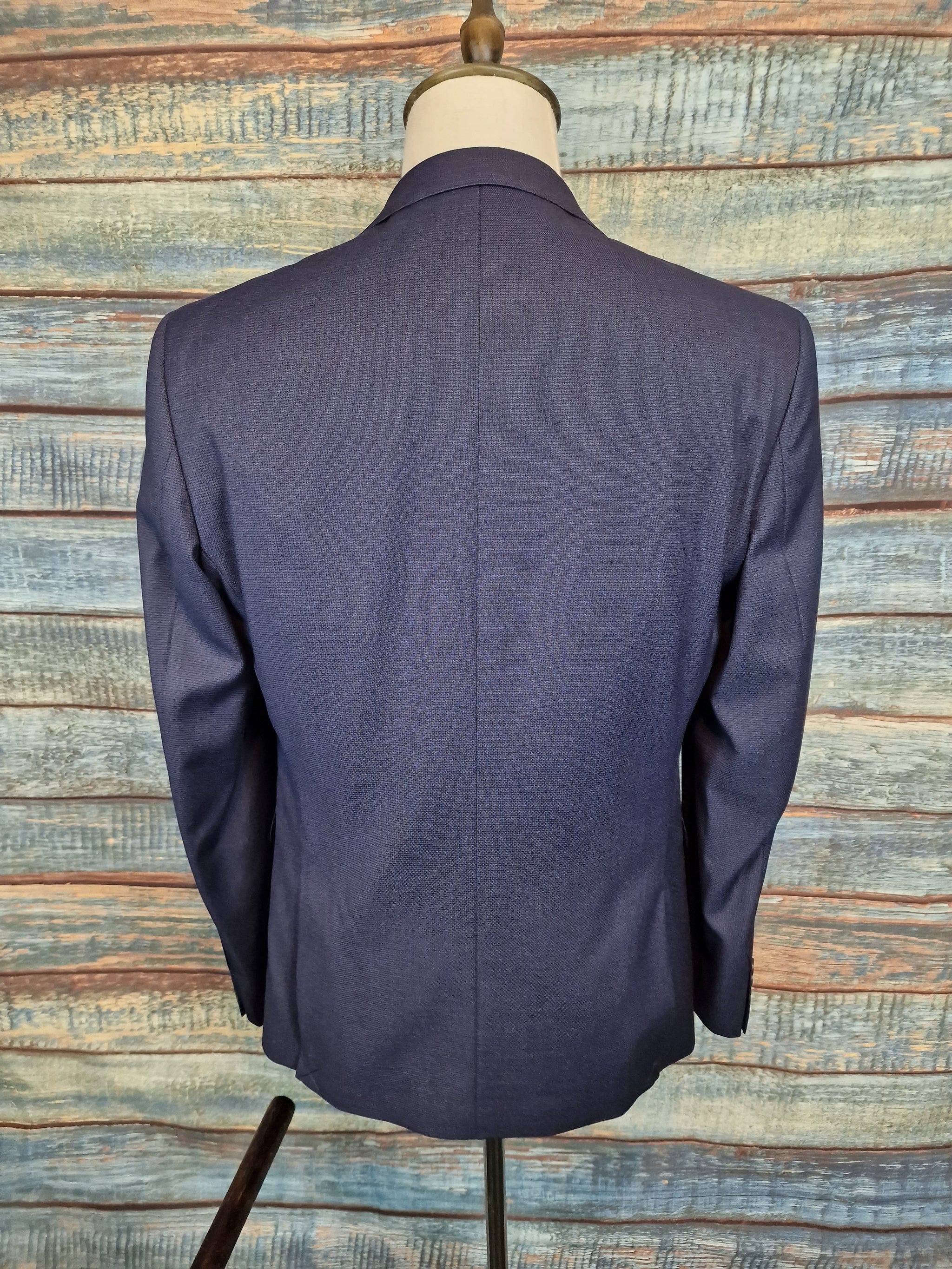 Remus Uomo Slim Fit blue micro check 3 Piece Suit