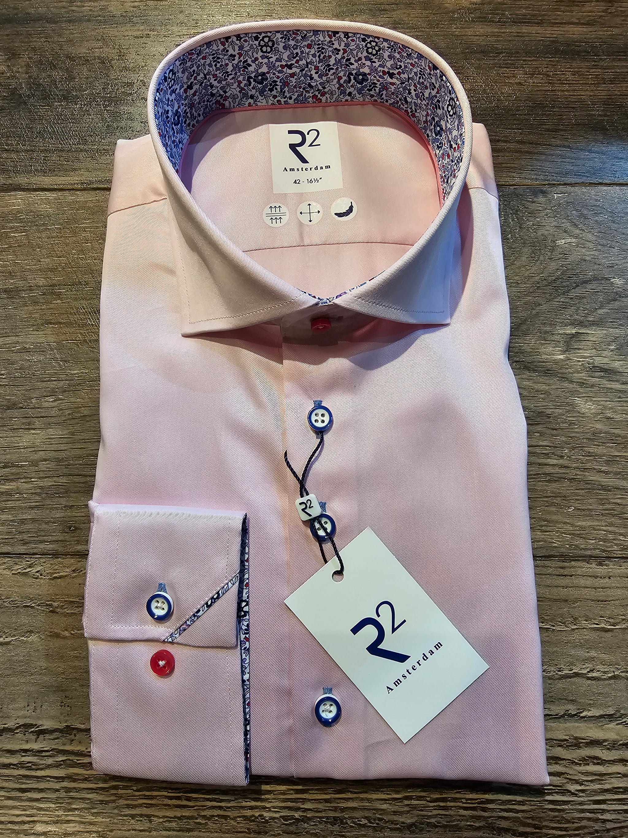 R2 - Amsterdam Pink shirt with flower trims