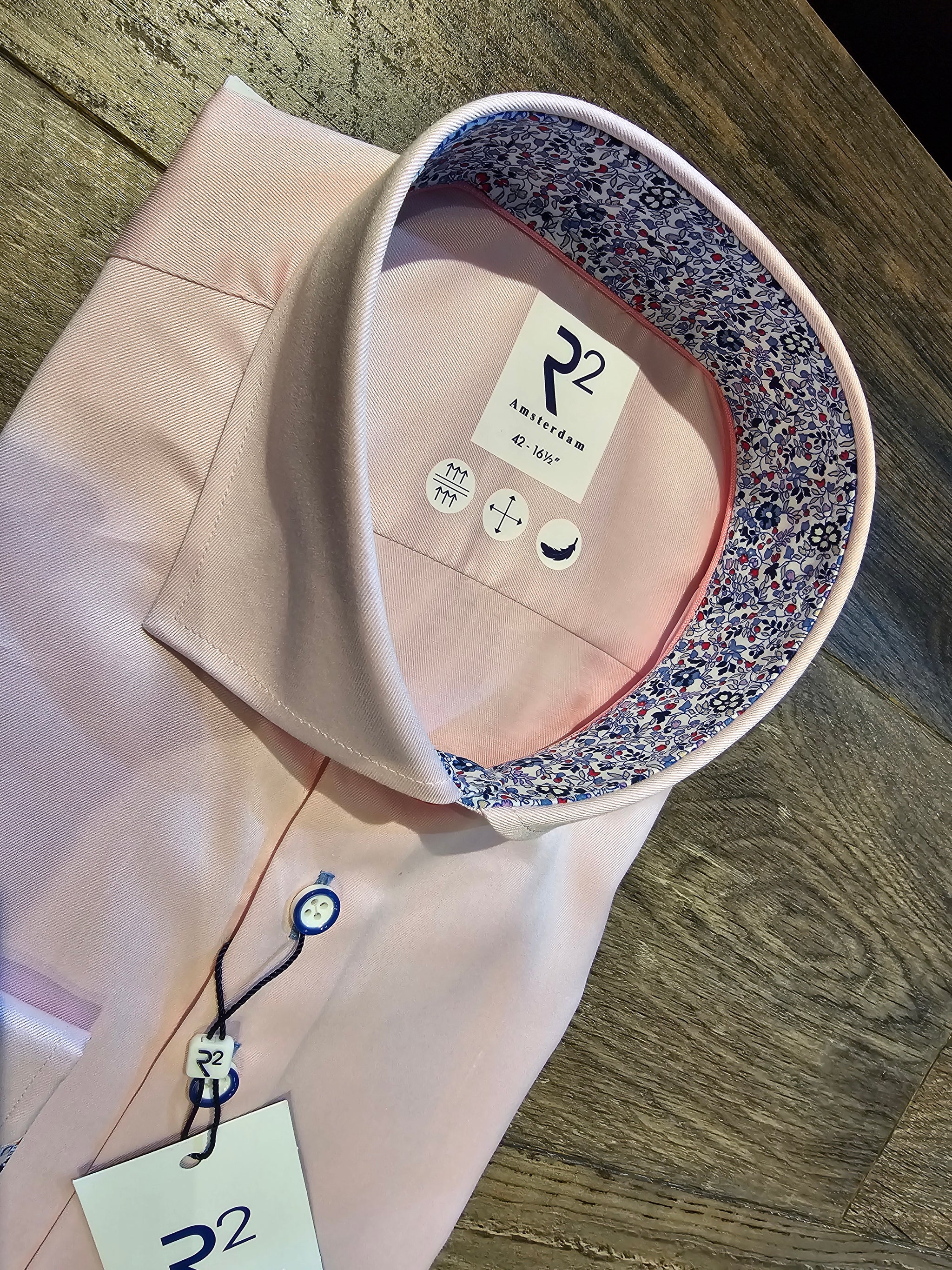 R2 - Amsterdam Pink shirt with flower trims