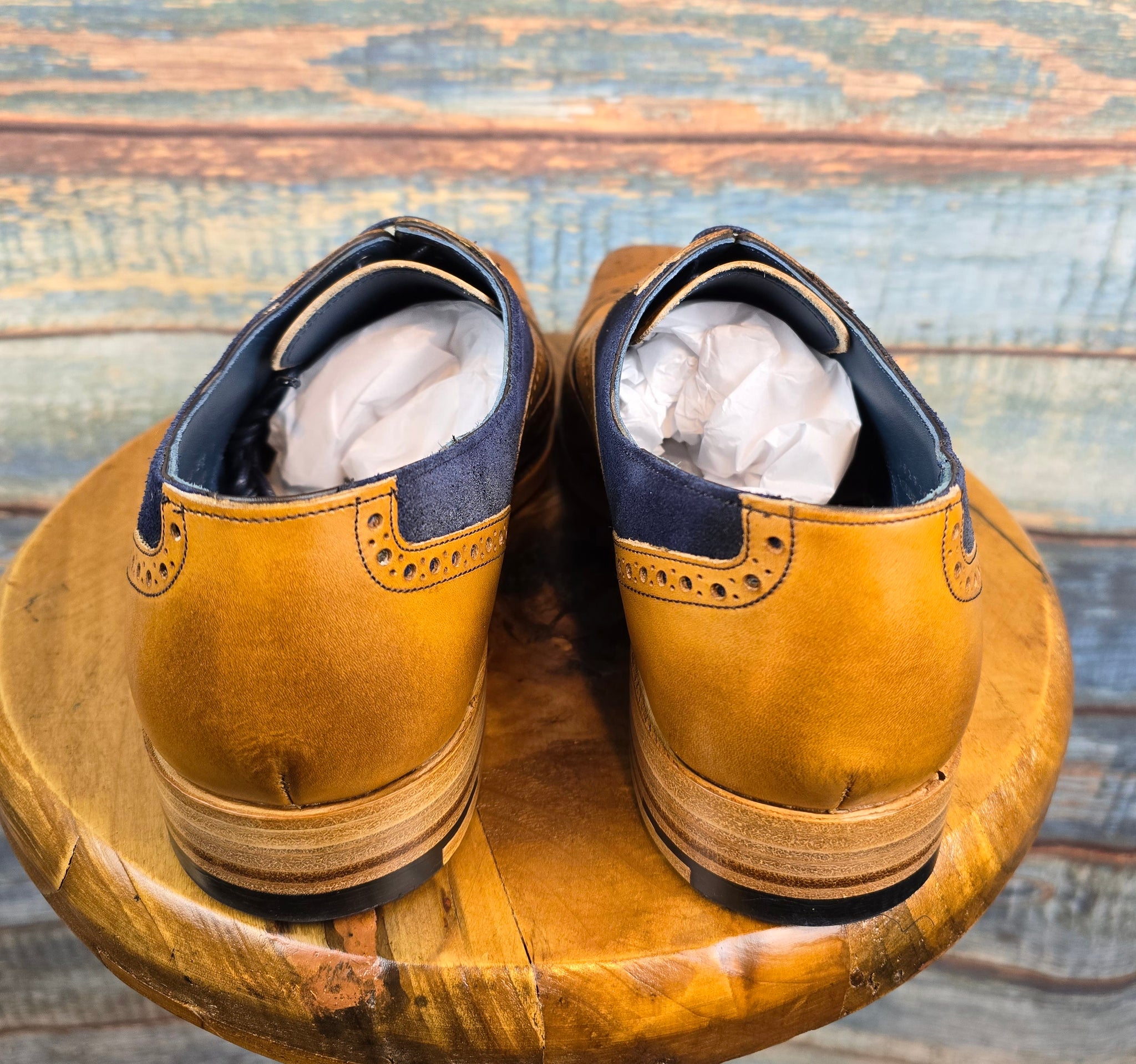 Barker McClean Oxford brogue - Cedar Calf / Blue Suede