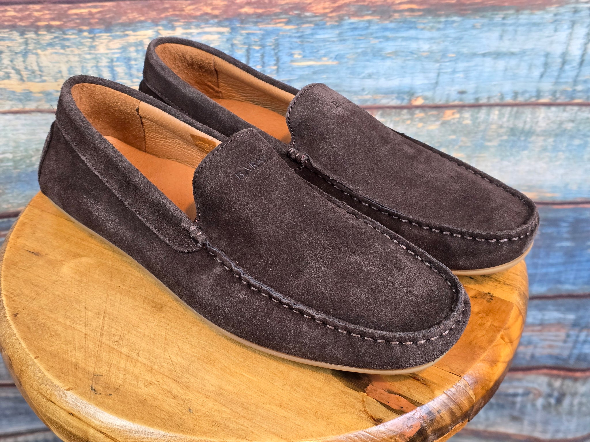 Barker Stirling Driving Shoe / Loafer - Dark Brown Suede