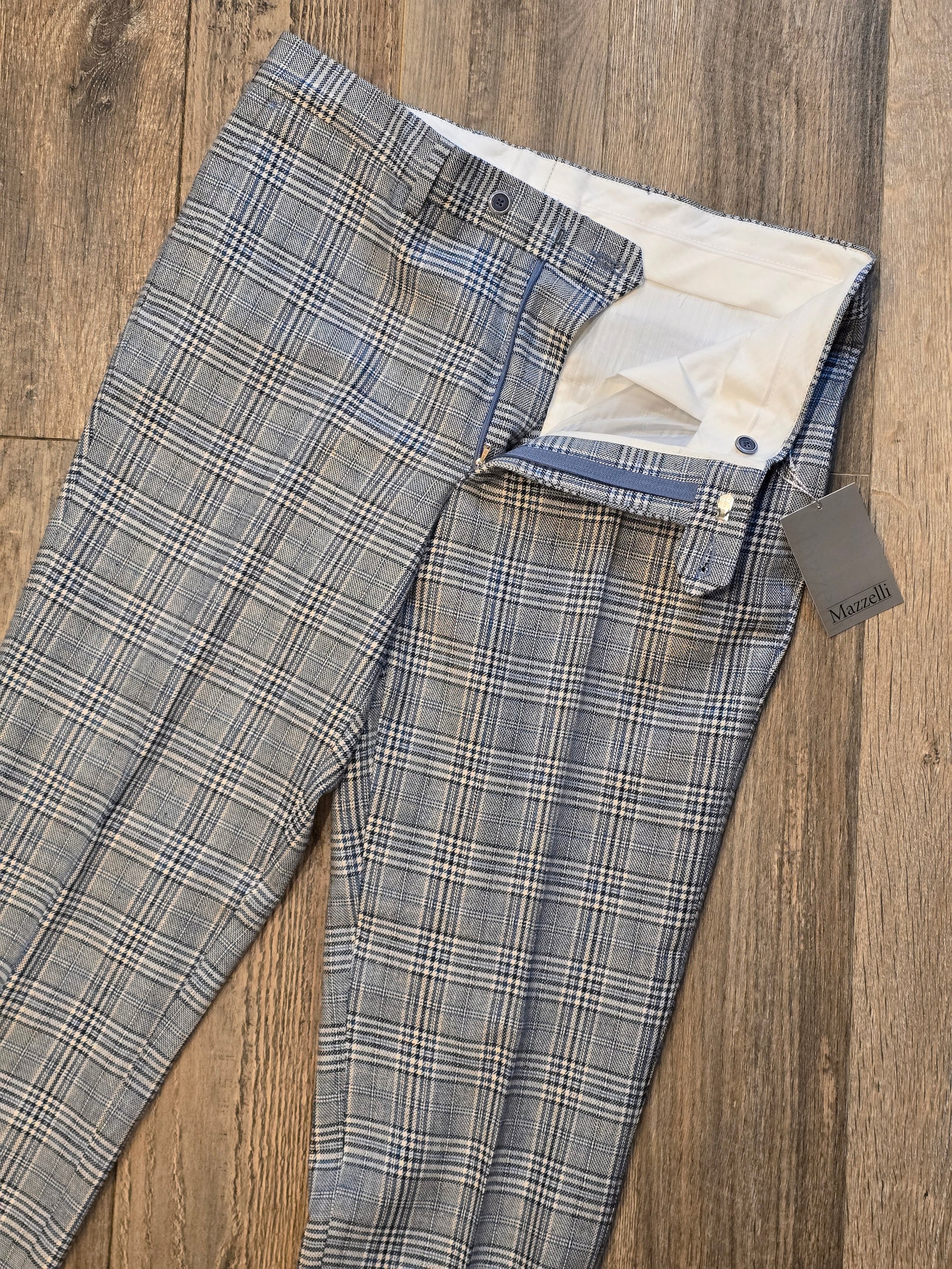 Mazzelli "Lanificio fabric" Cotton/Linen overcheck Trousers