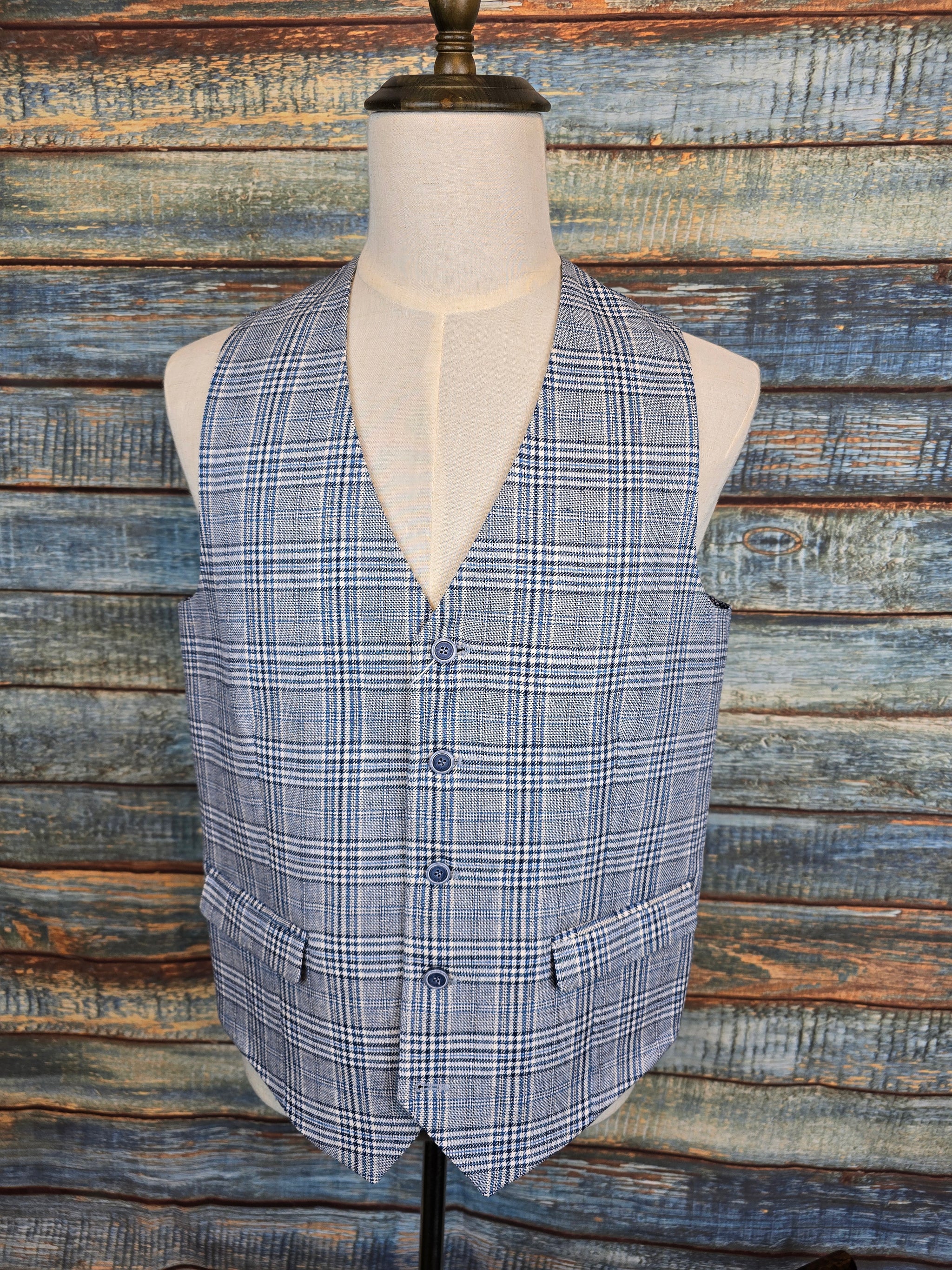 Mazzelli "Lanificio fabric" Cotton/Linen overcheck Waistcoat