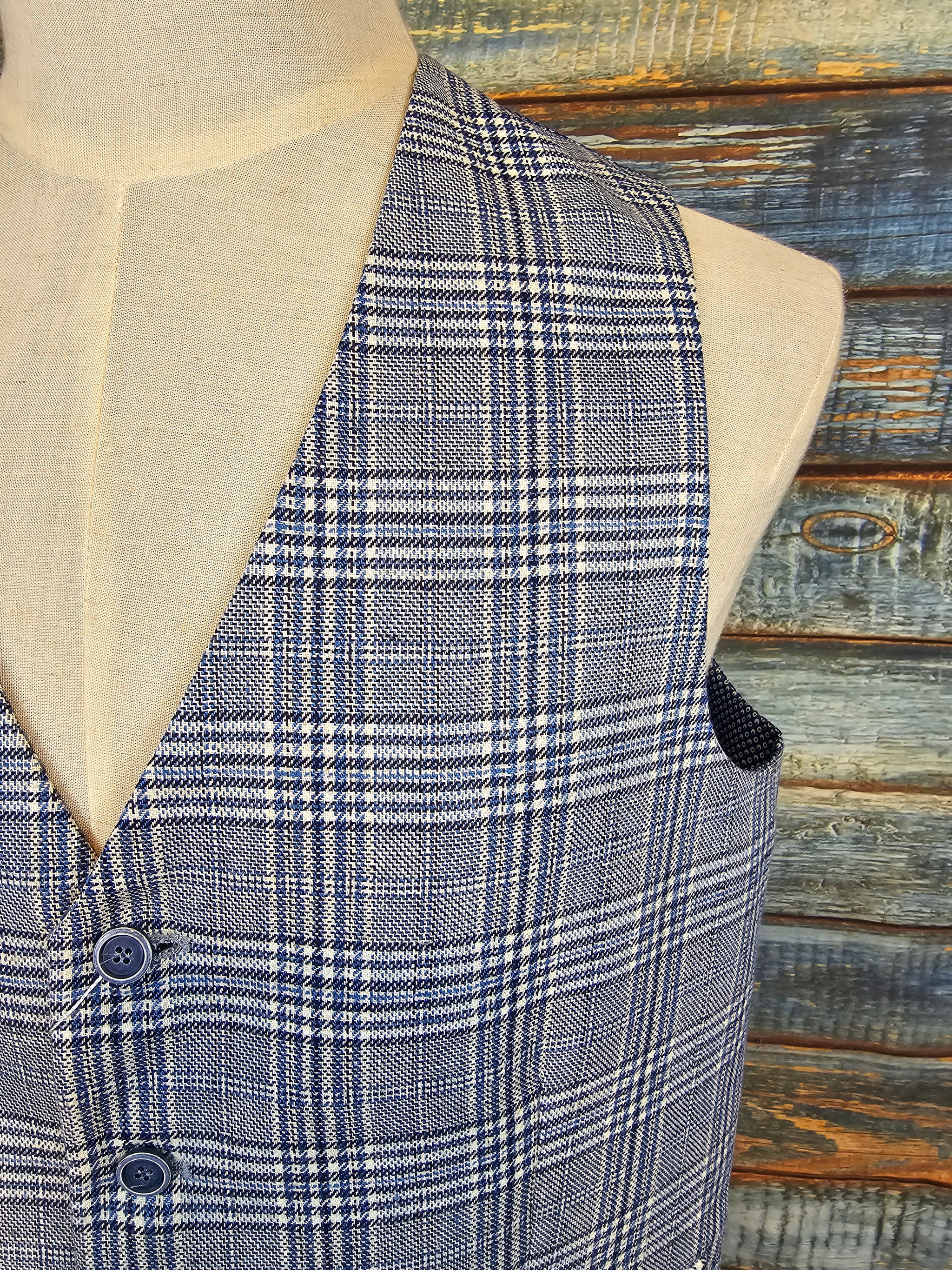 Mazzelli "Lanificio fabric" Cotton/Linen overcheck Waistcoat