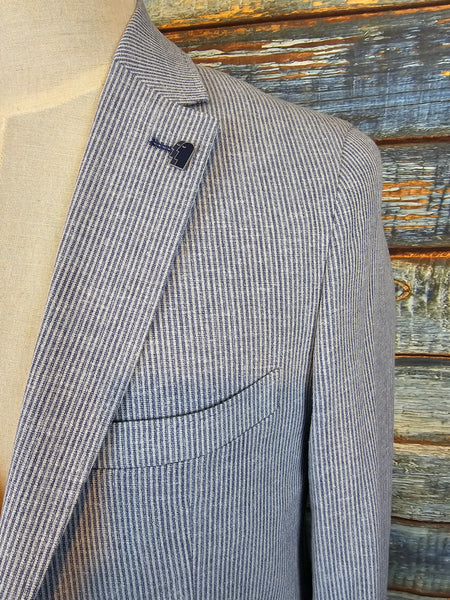 Remus Uomo Tapered Fit linen & Cotton Fine stripe Jacket