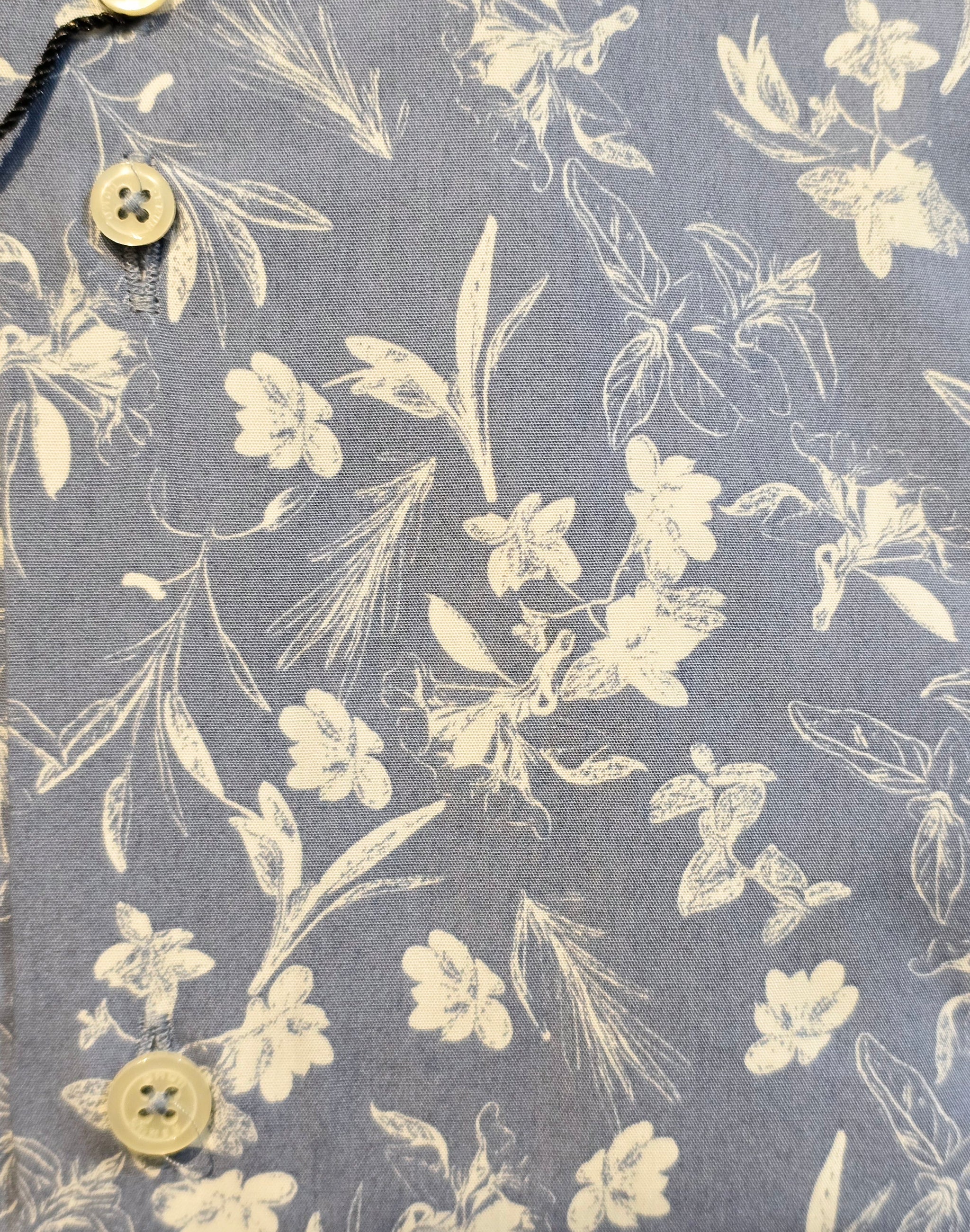 Remus Uomo Slim Fit Light blue flower print Shirt