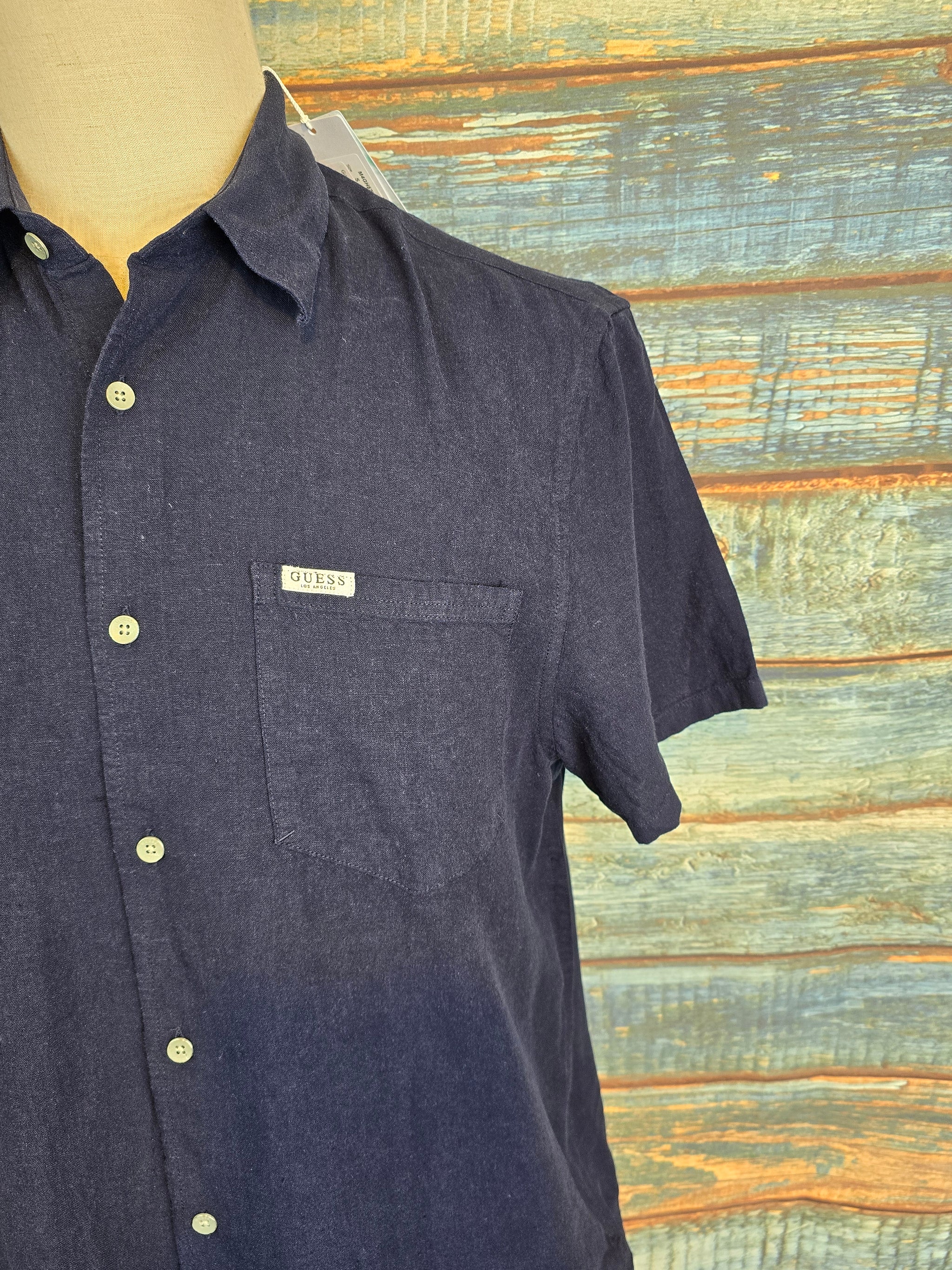 Guess Short Sleeve Linen Mix Shirt