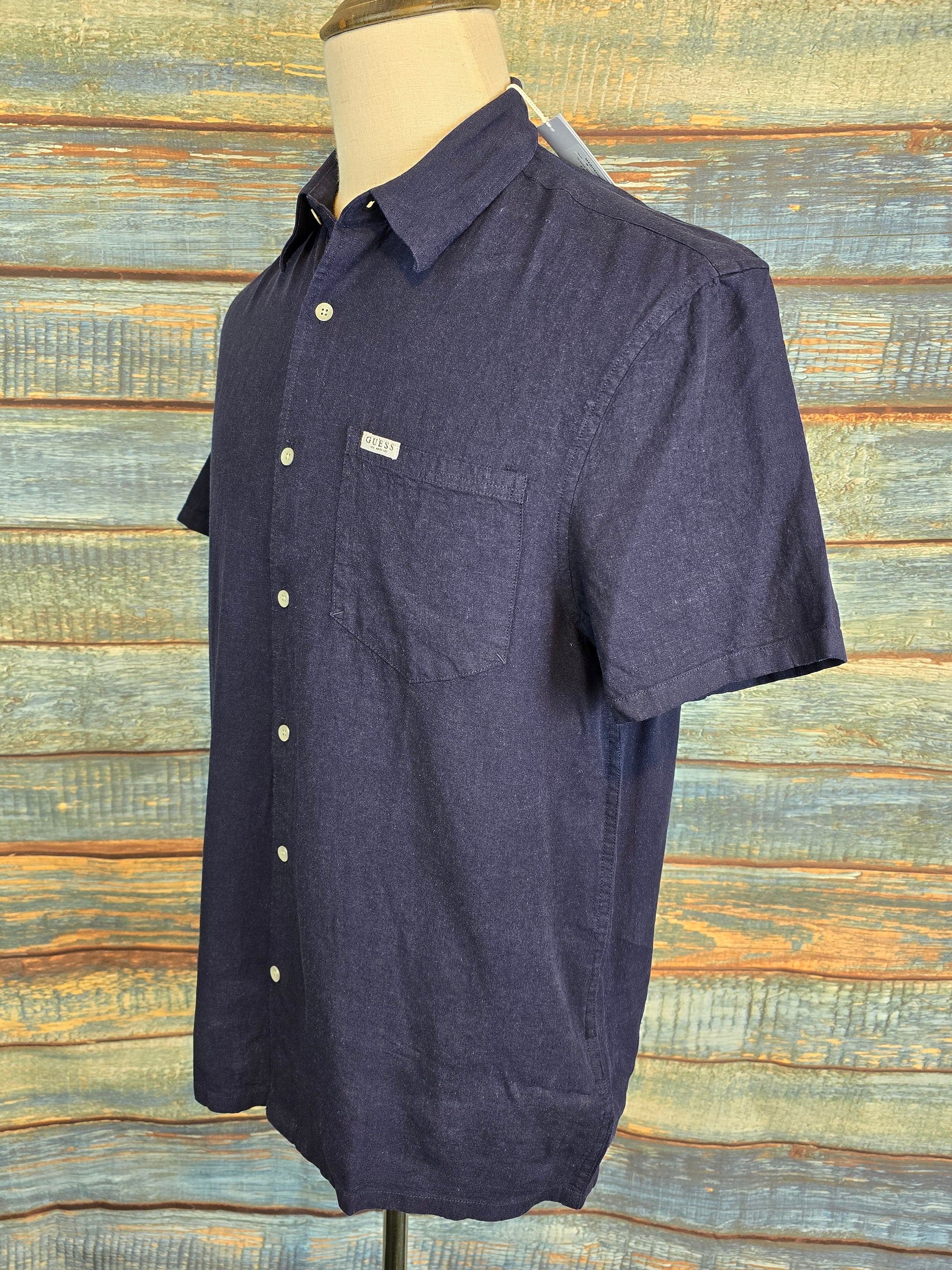 Guess Short Sleeve Linen Mix Shirt