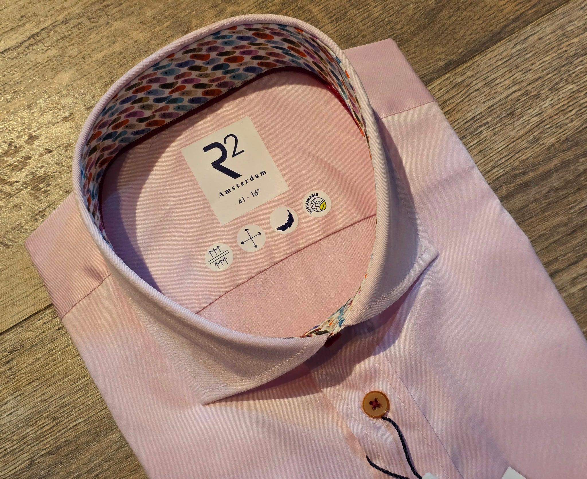 R2 - Amsterdam Short sleeve Pink Organic cotton shirt