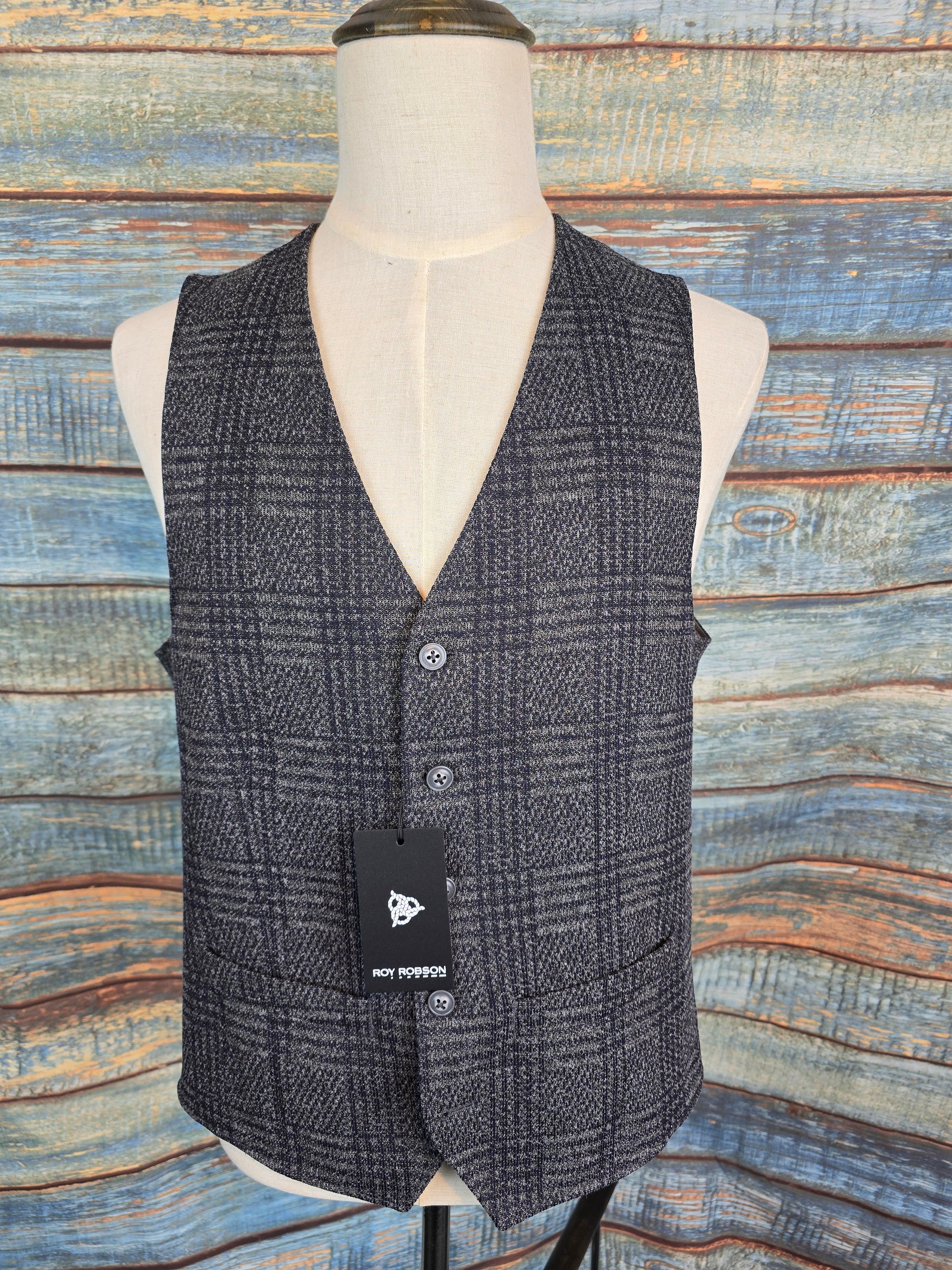 Roy Robson Regular Fit Check Jersey Waistcoat