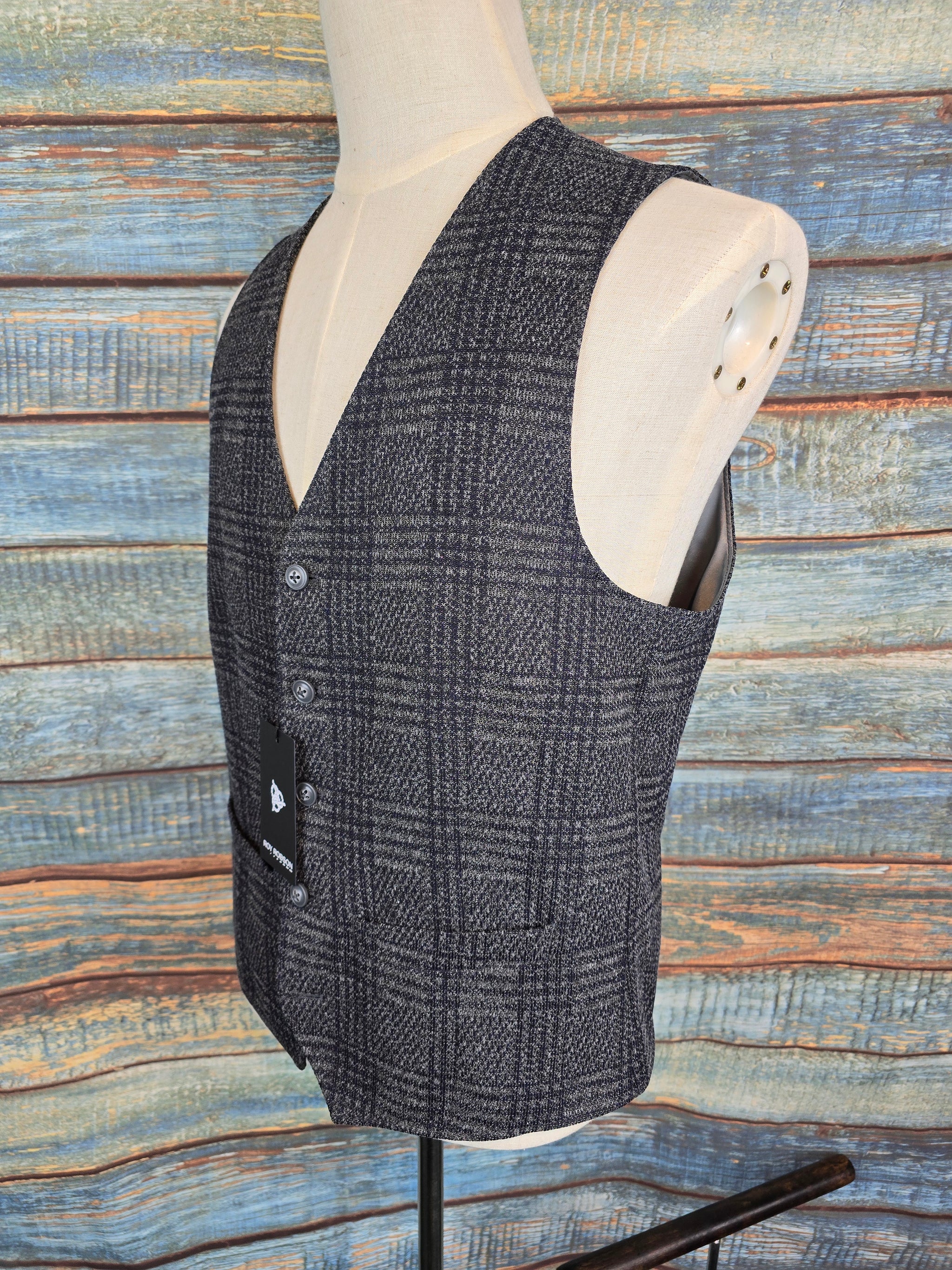 Roy Robson Regular Fit Check Jersey Waistcoat