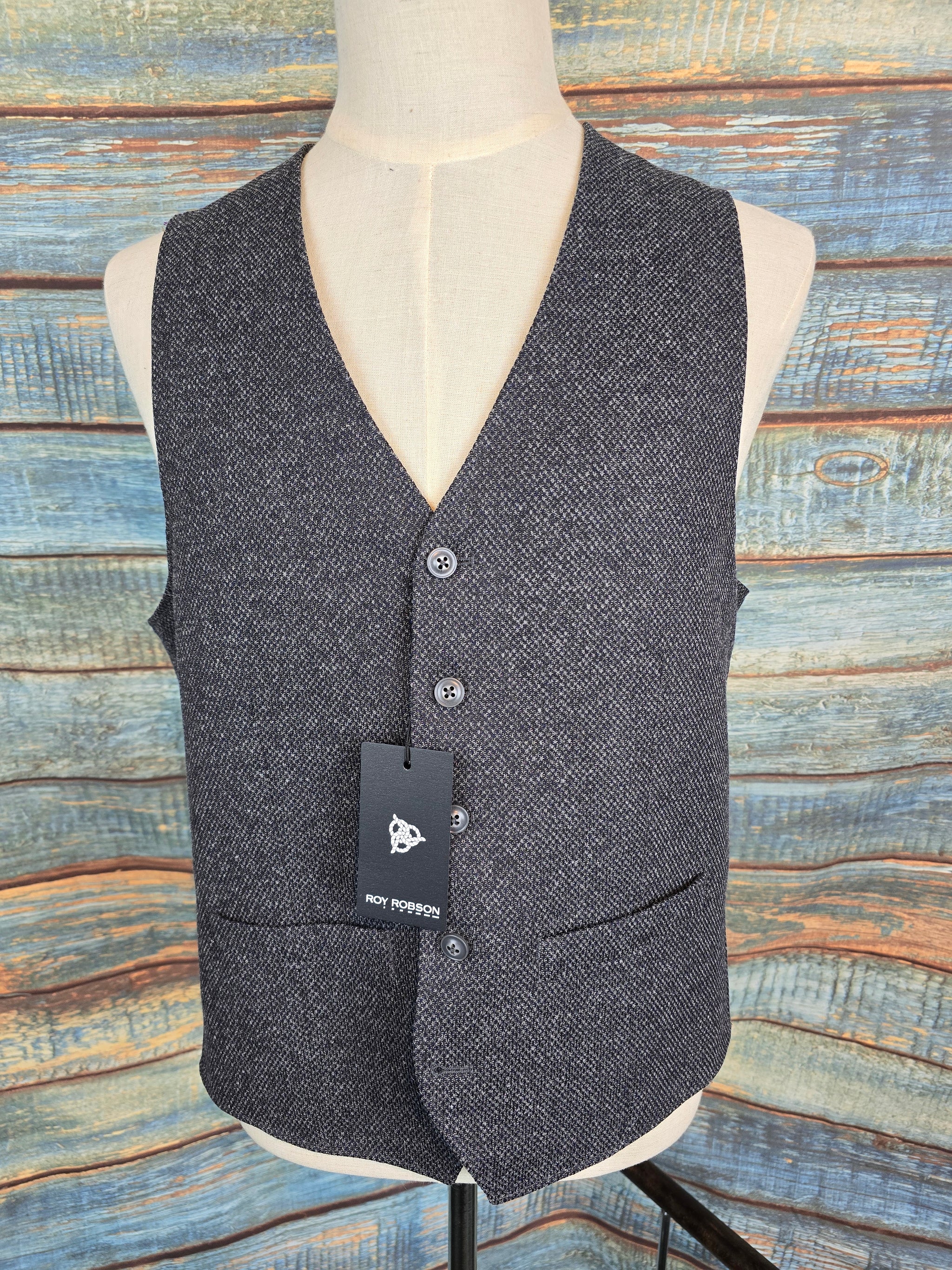 Roy Robson Regular Fit Charcoal Jersey Waistcoat