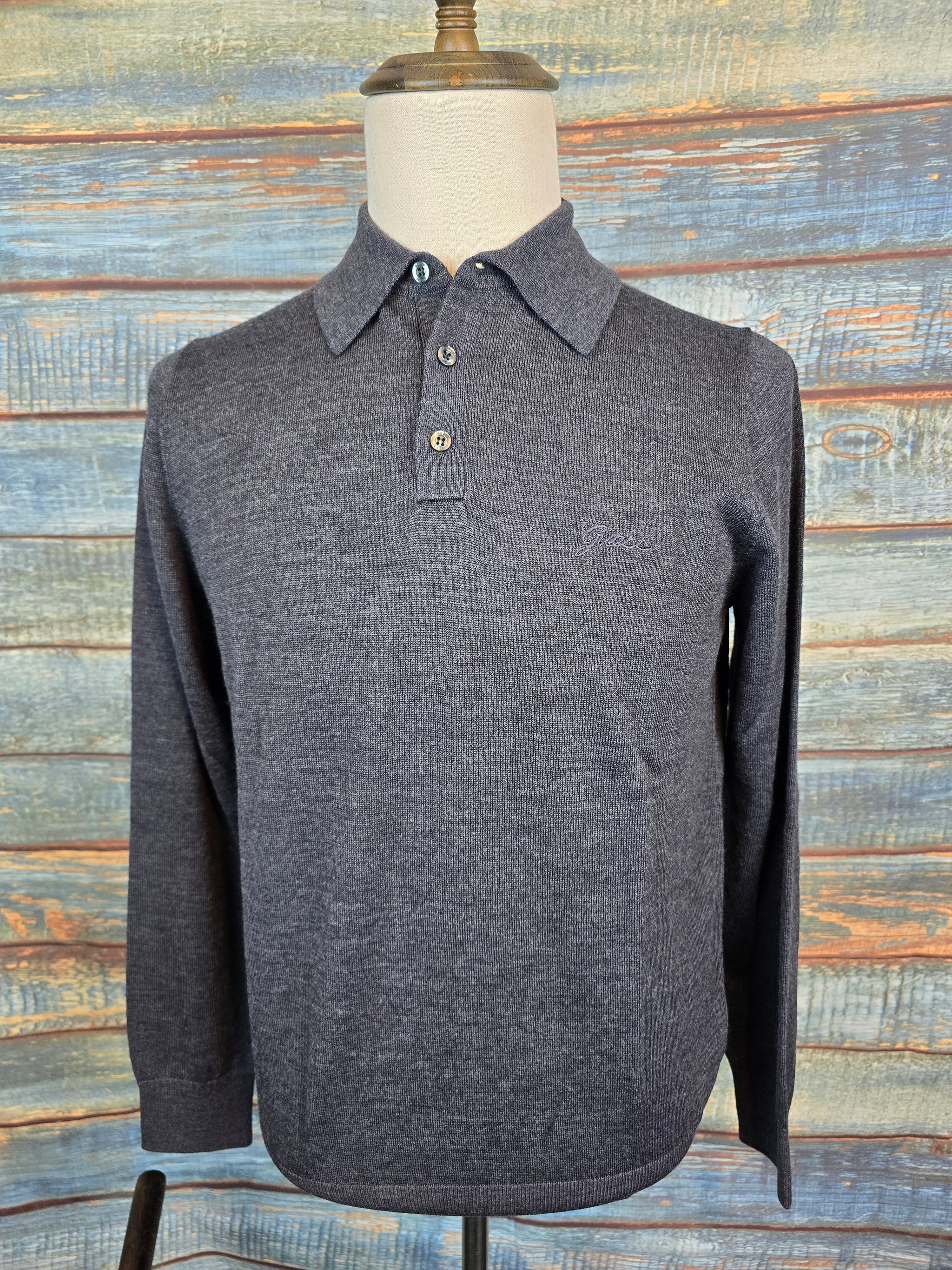 Guess Long Sleeve Lambswool Polo Shirt