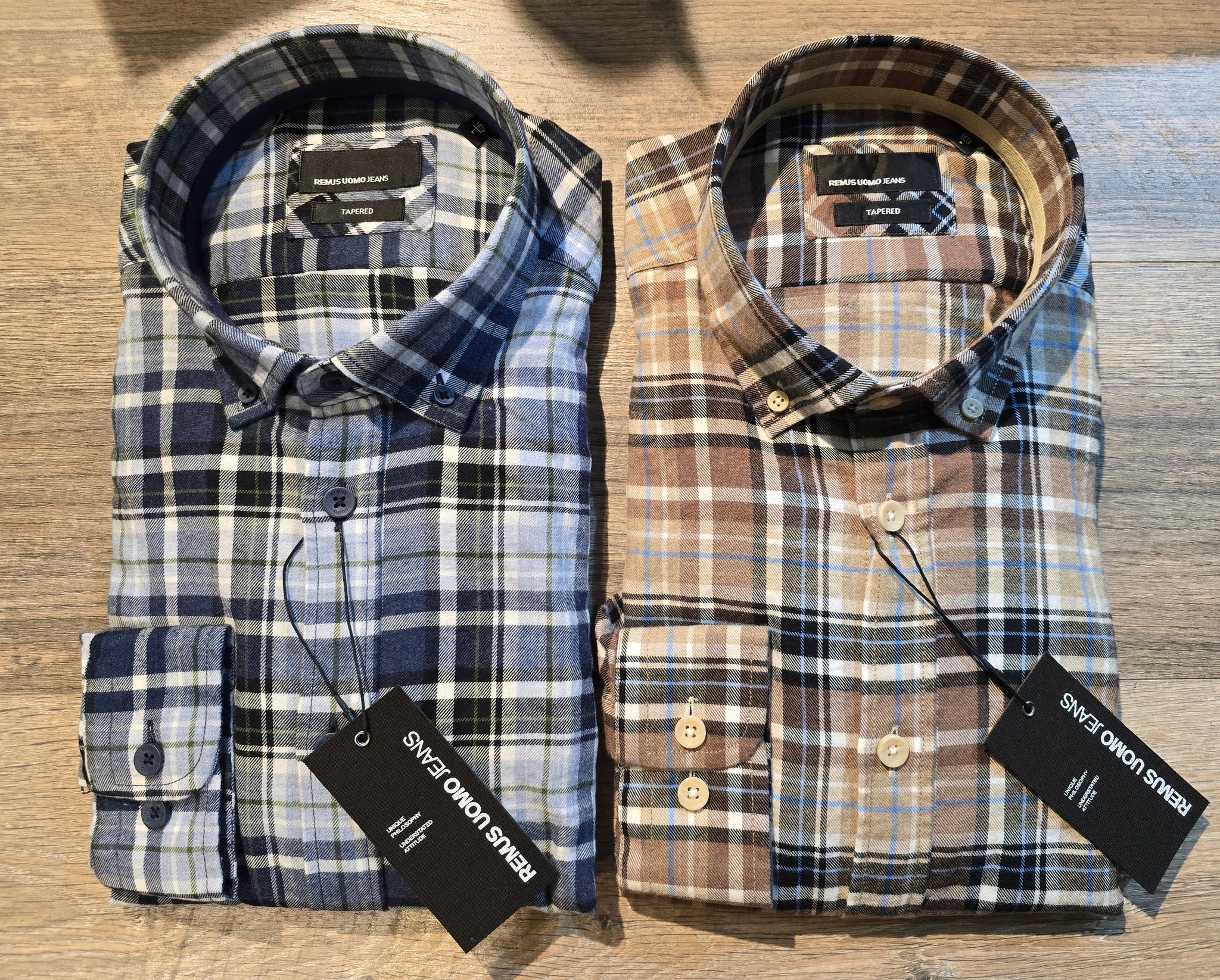 Remus Uomo Tapered Fit cotton check Shirts