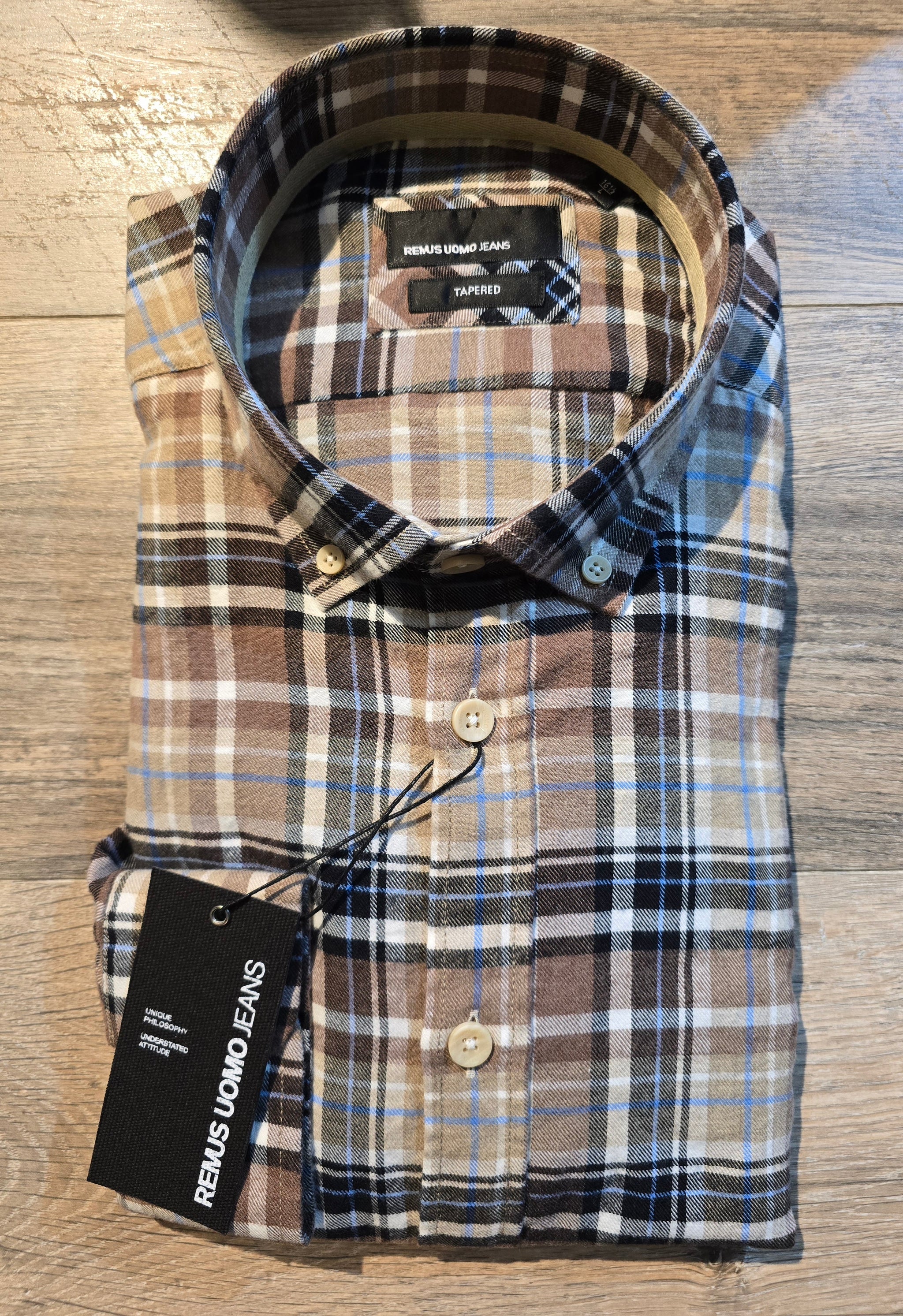 Remus Uomo Tapered Fit cotton check Shirts