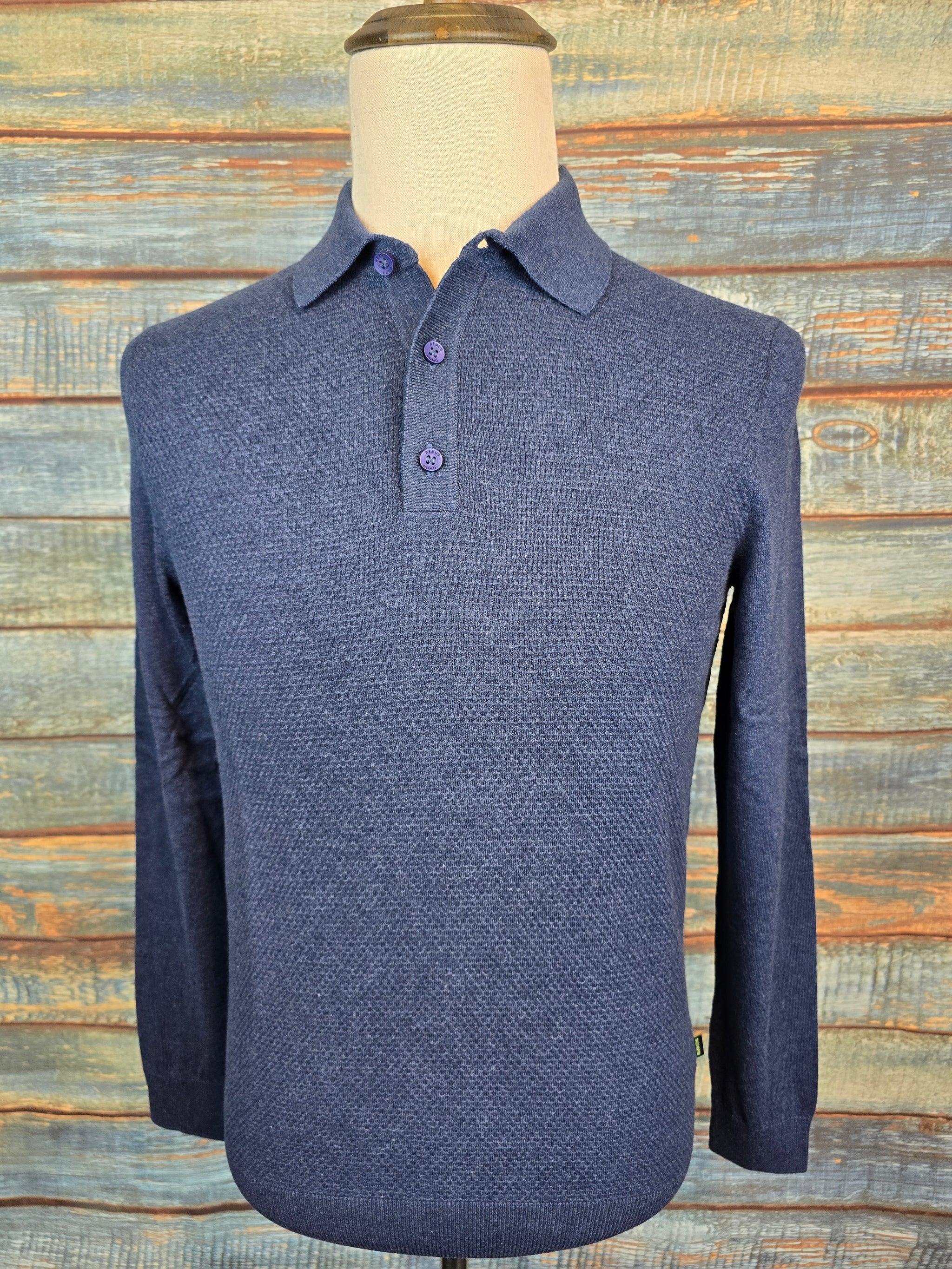 Remus Uomo Long Sleeve Knitted Cotton Polo Shirt