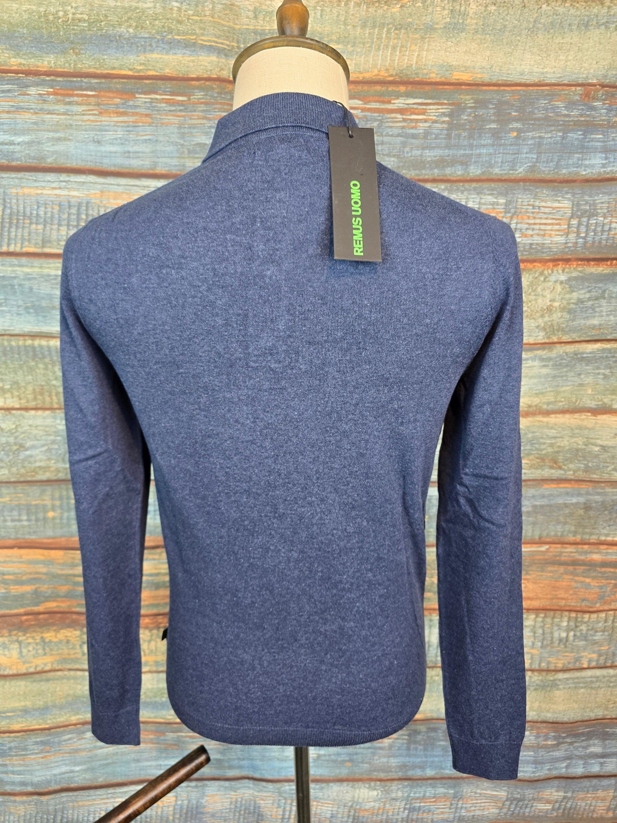 Remus Uomo Long Sleeve Knitted Cotton Polo Shirt