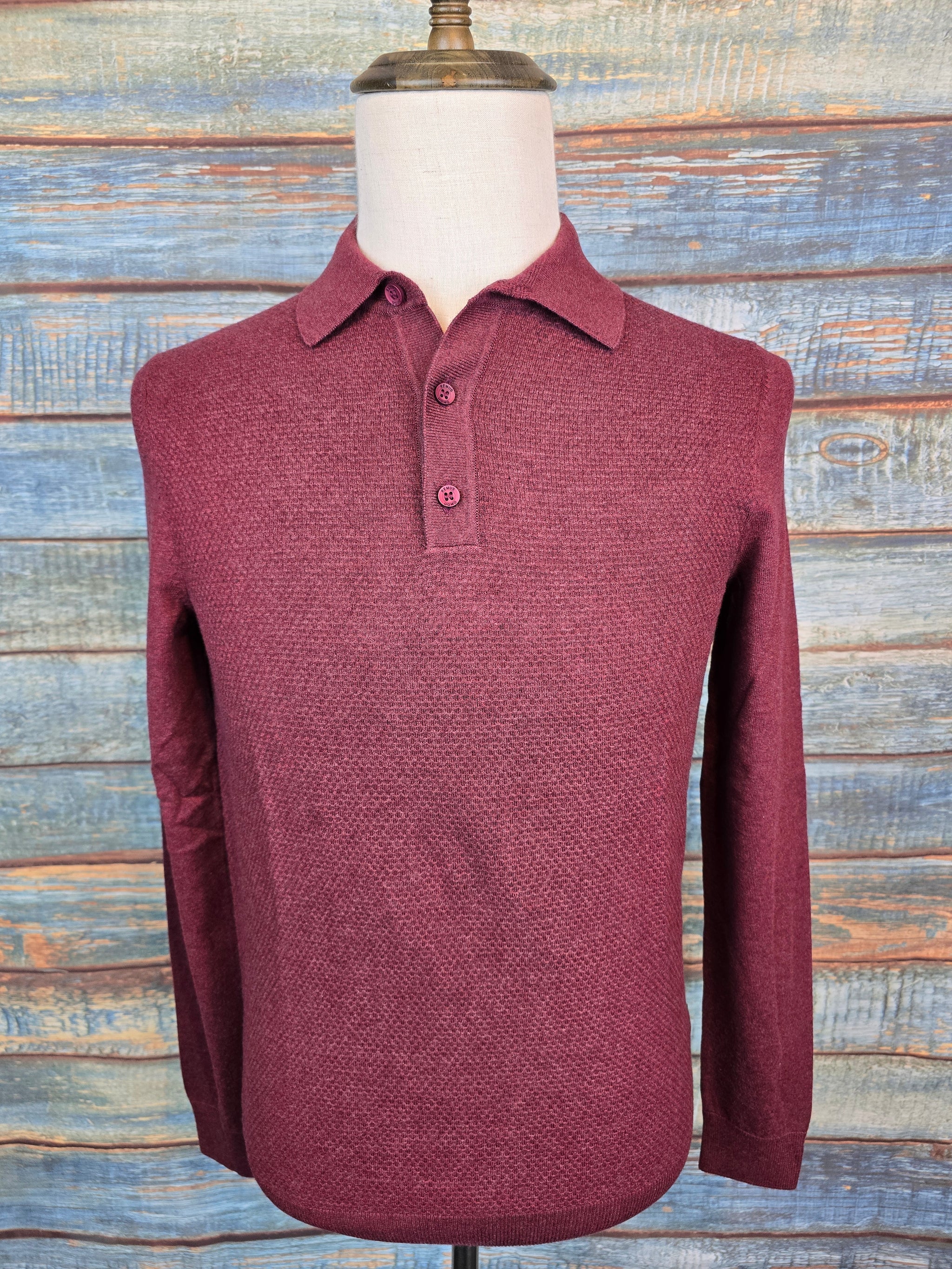 Remus Uomo Long Sleeve Knitted Cotton Polo Shirt