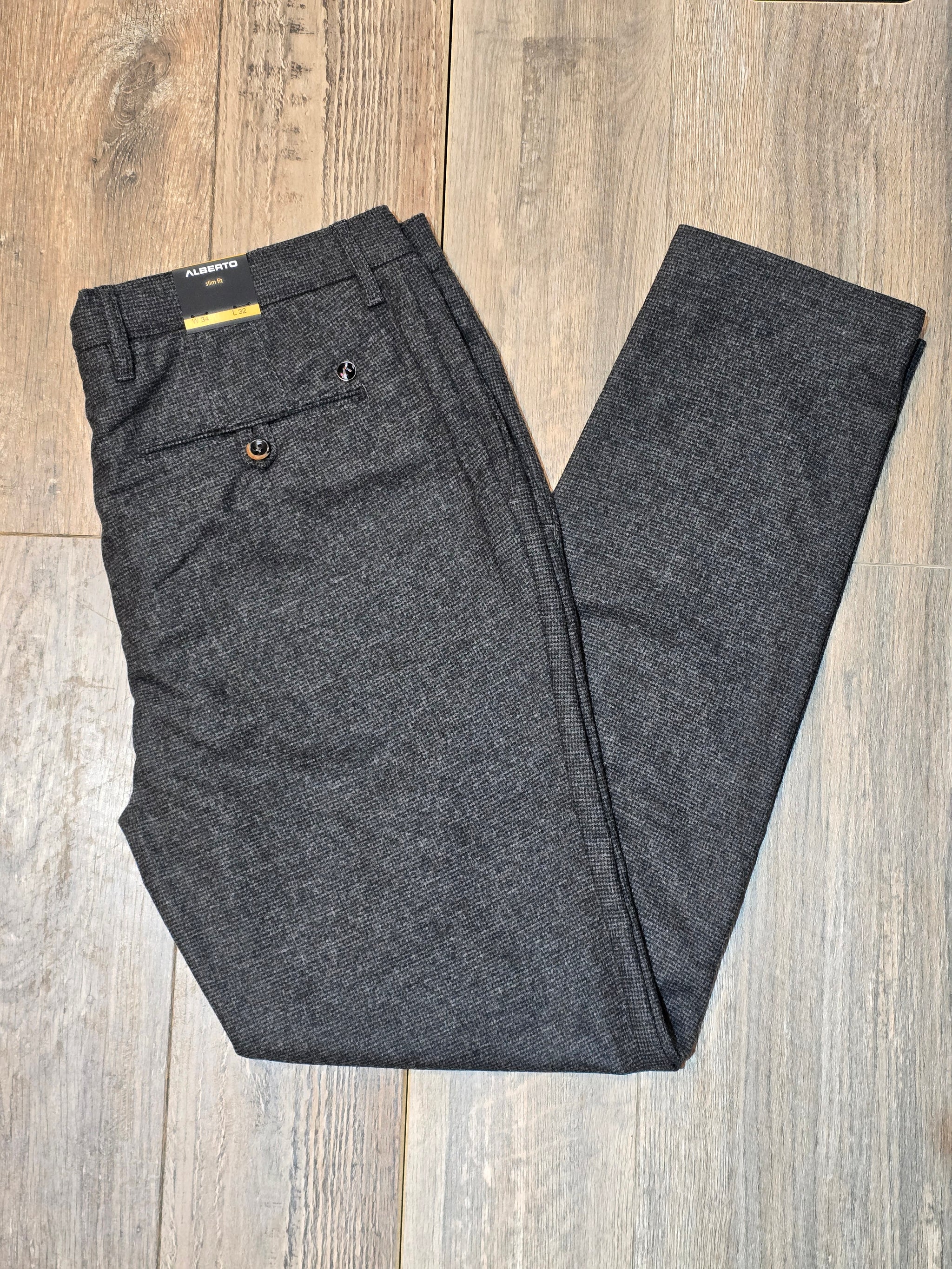 Alberto ROB Slim Fit Mini Oxford Wool Blend Winter chinos