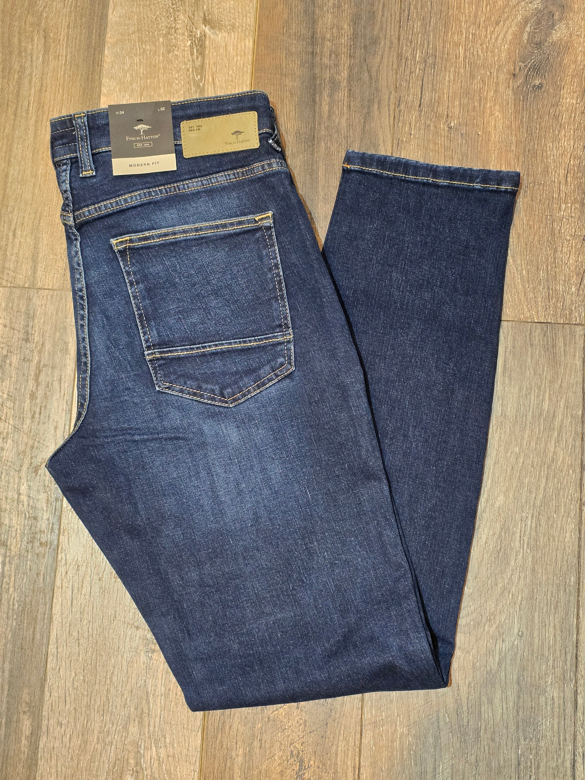 FYNCH-HATTON TAPERED SLIM FIT JEANS - MID BLUE