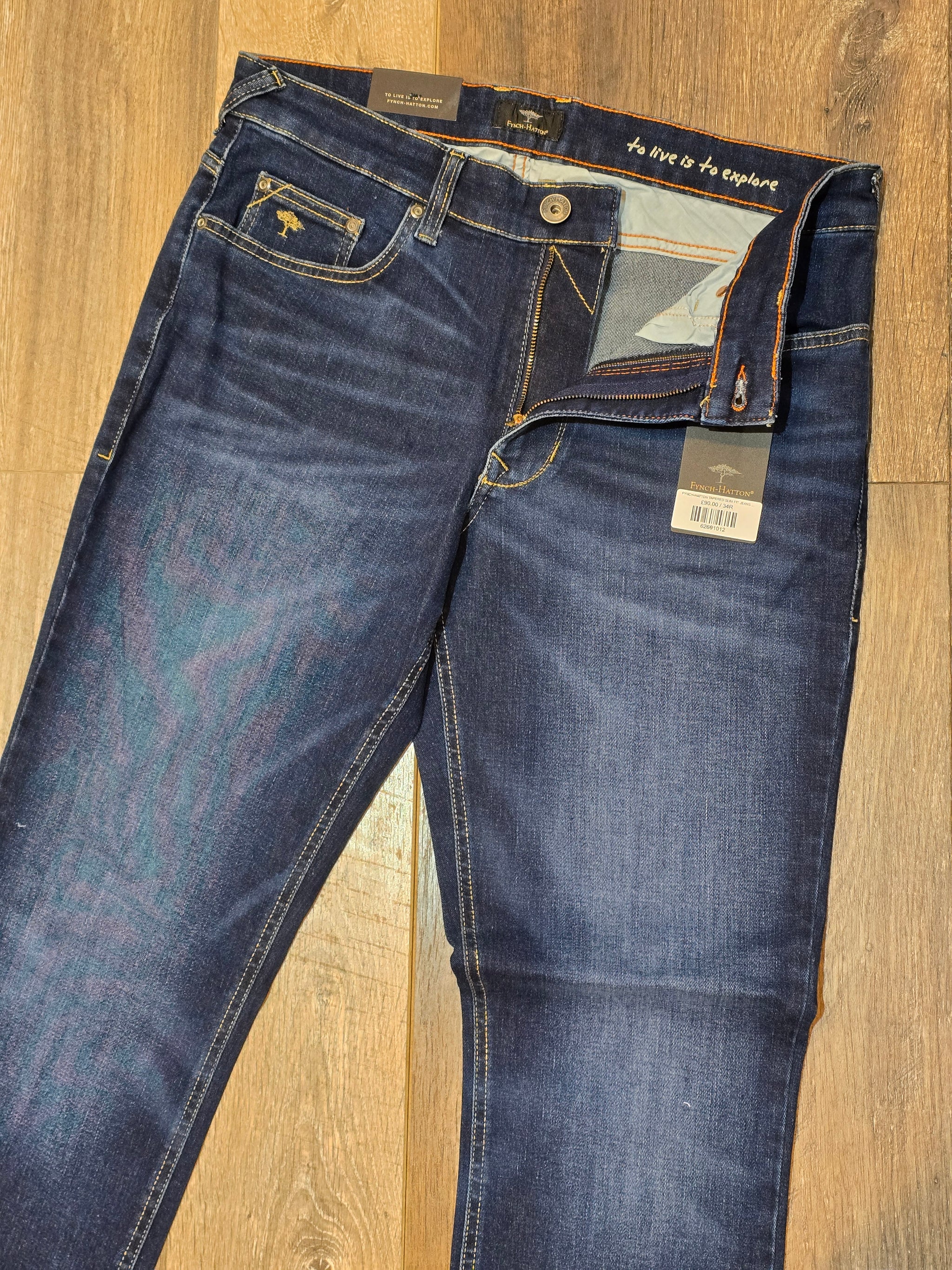 FYNCH-HATTON TAPERED SLIM FIT JEANS - MID BLUE