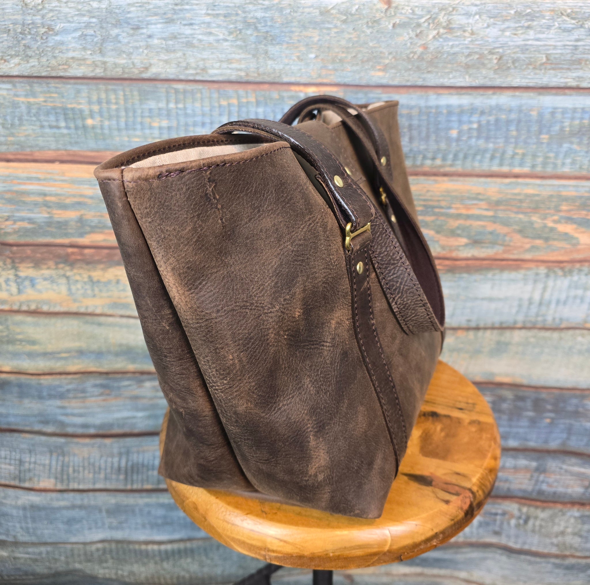 Retreat Clothing Handmade Dark brown Leather Tote Bag