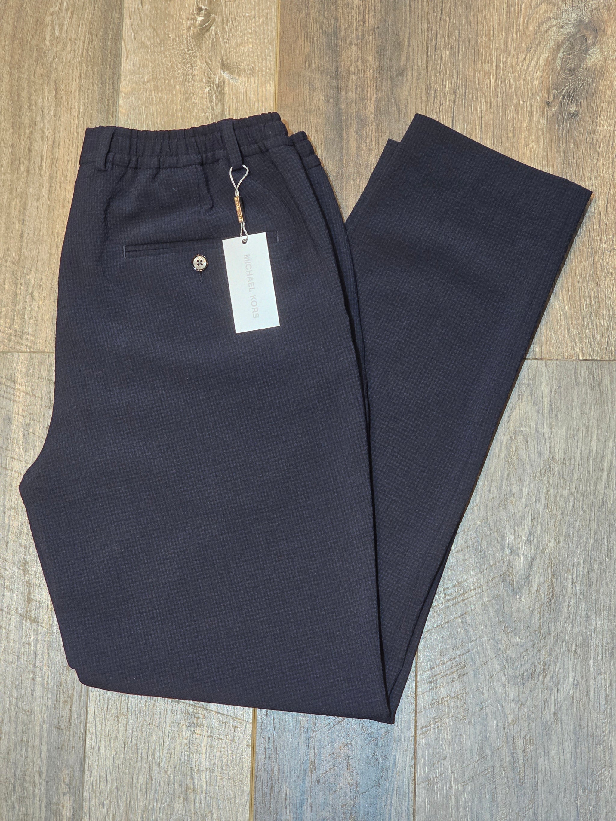 MICHAEL KORS Navy Slim-Fit Seersucker Trouser