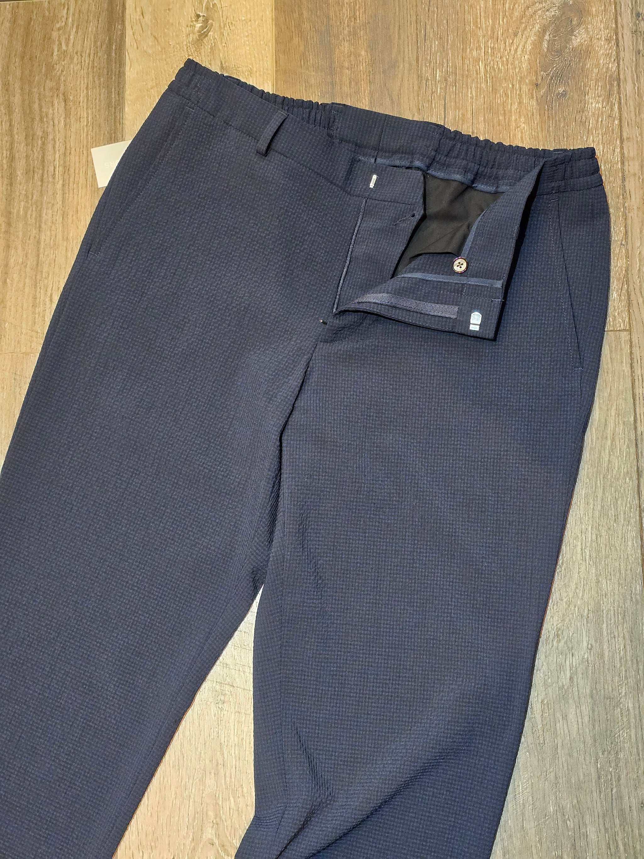 MICHAEL KORS Navy Slim-Fit Seersucker Trouser