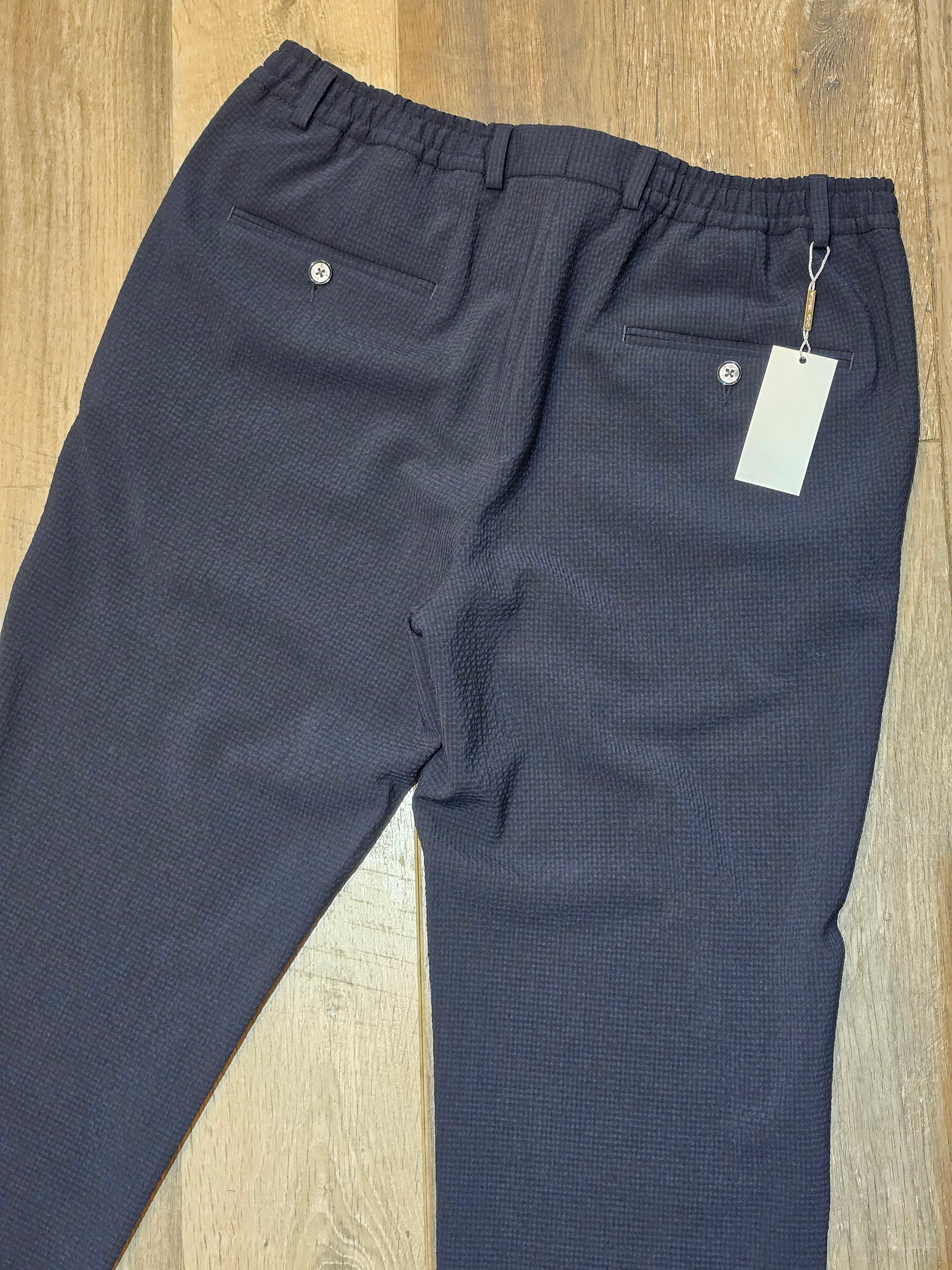 MICHAEL KORS Navy Slim-Fit Seersucker Trouser