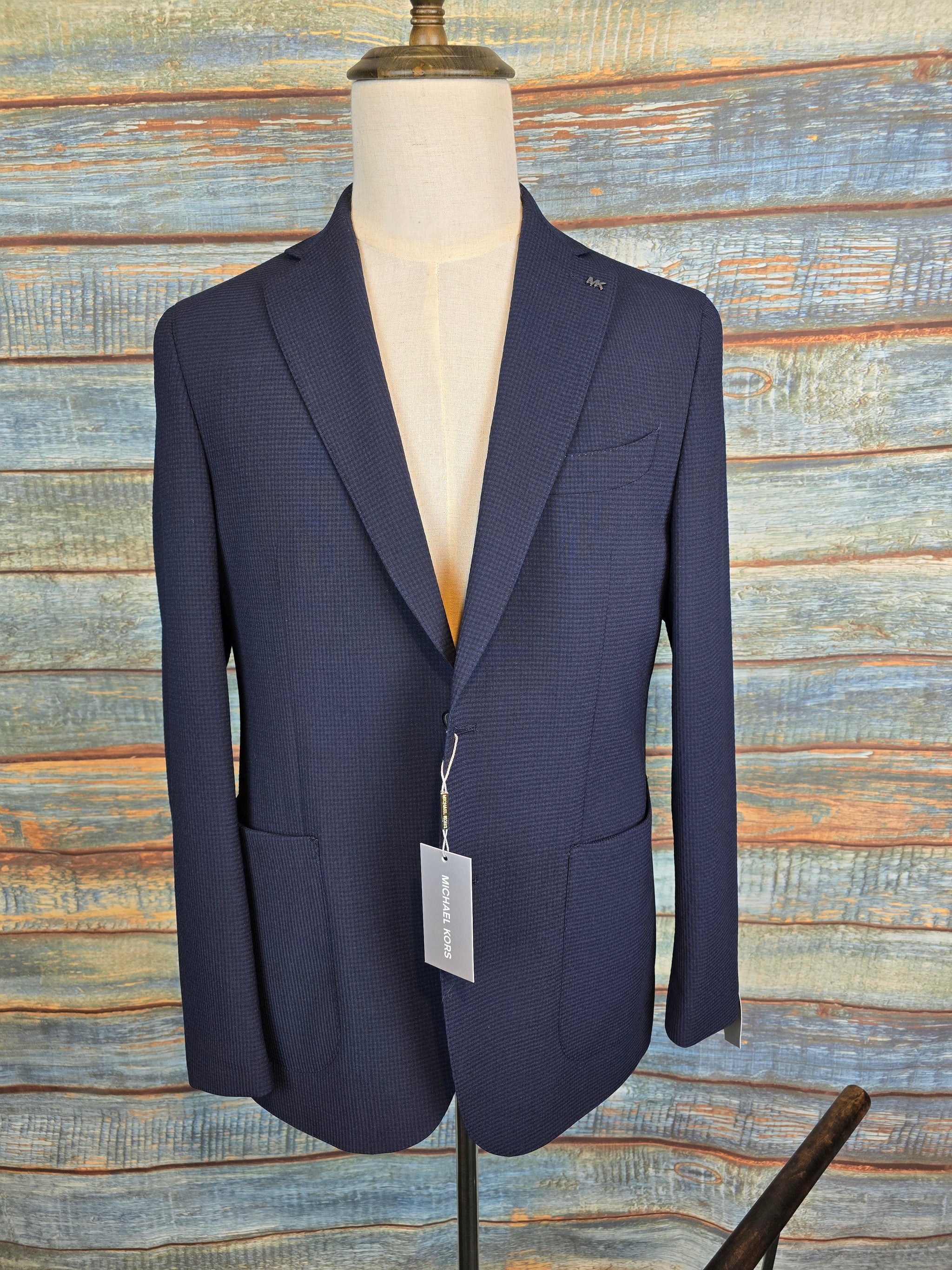 MICHAEL KORS Navy Slim-Fit Seersucker Blazer