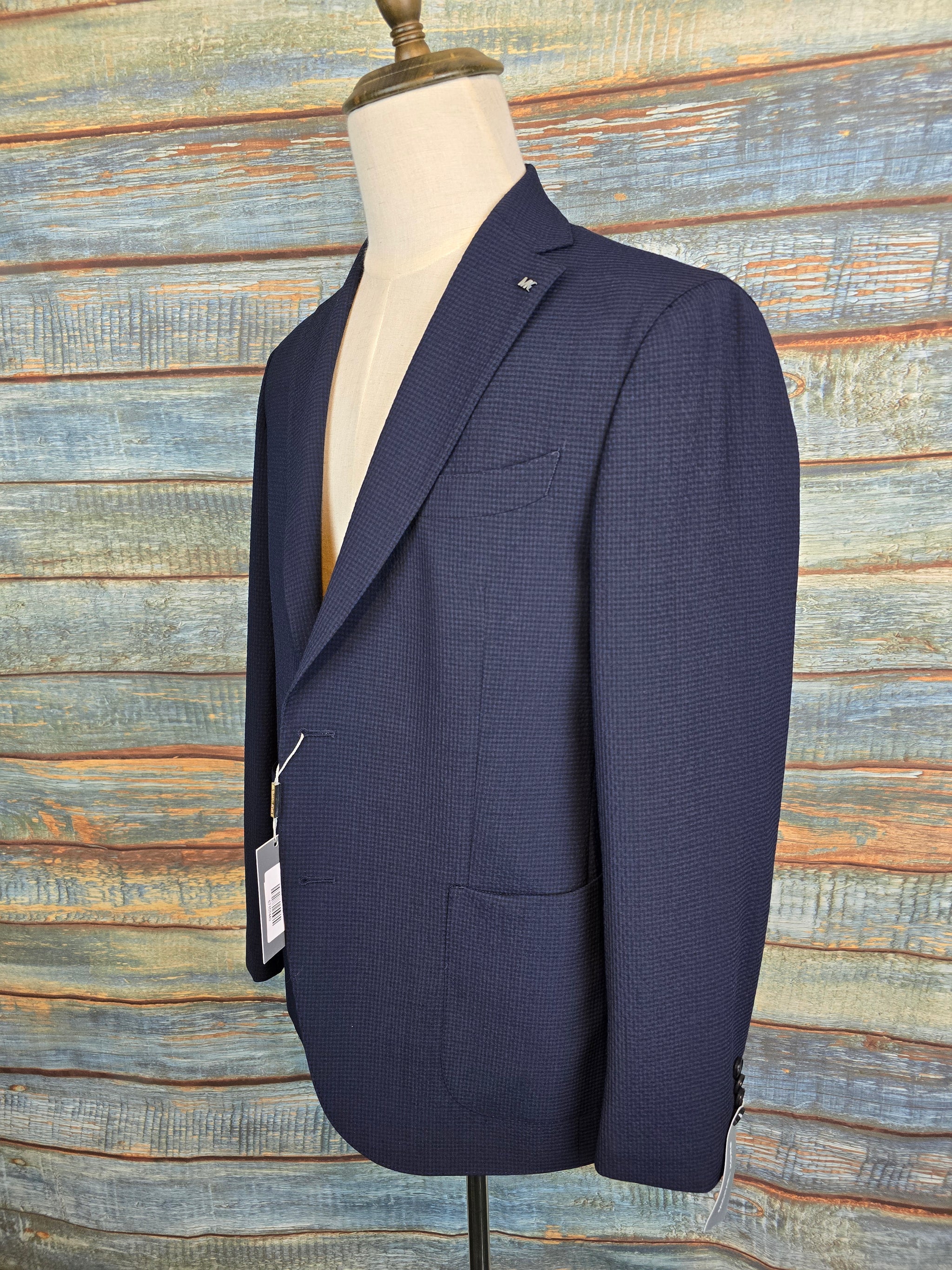 MICHAEL KORS Navy Slim-Fit Seersucker Blazer