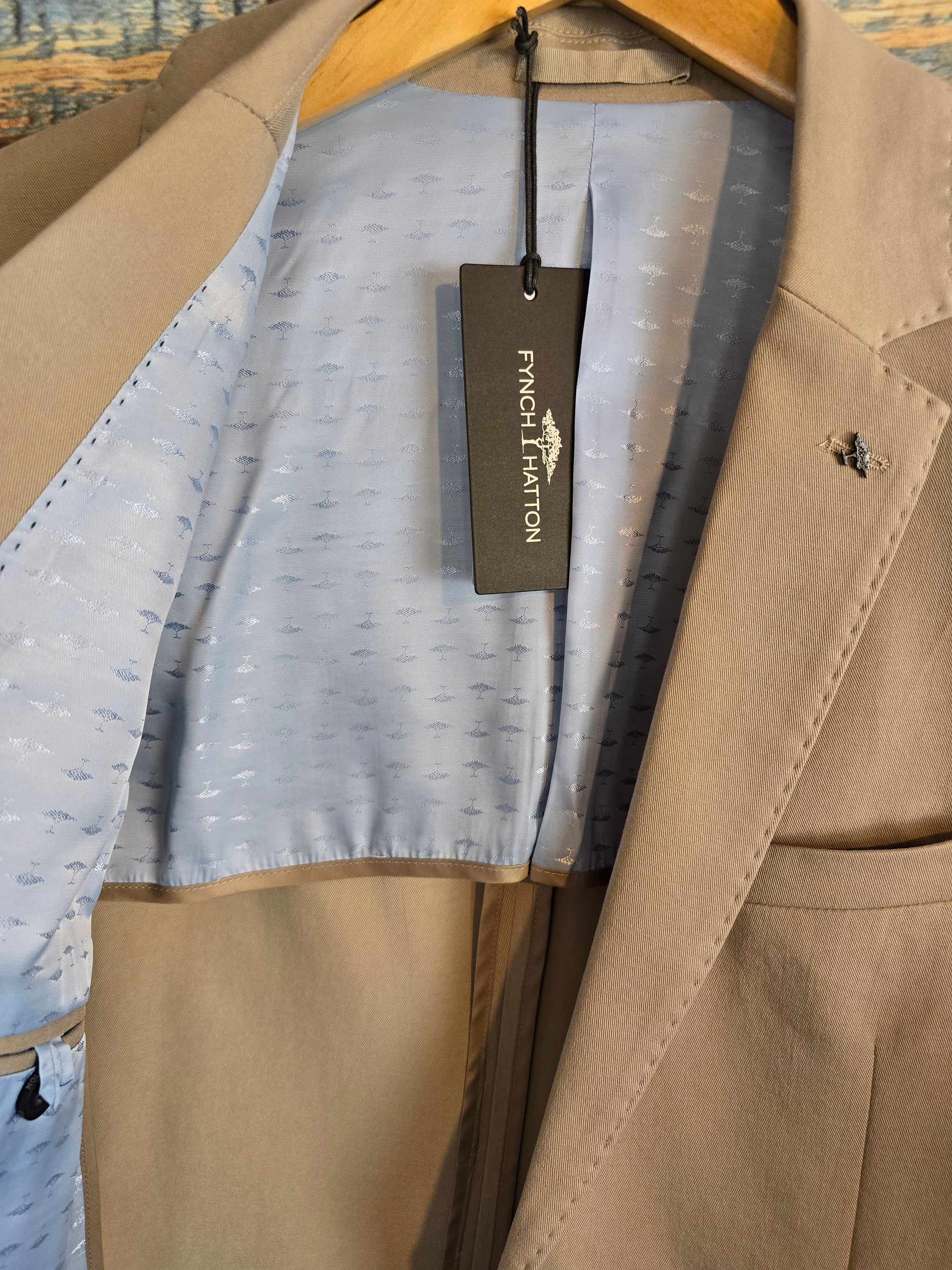 FYNCH-HATTON Stone Cotton 2 Button Jacket